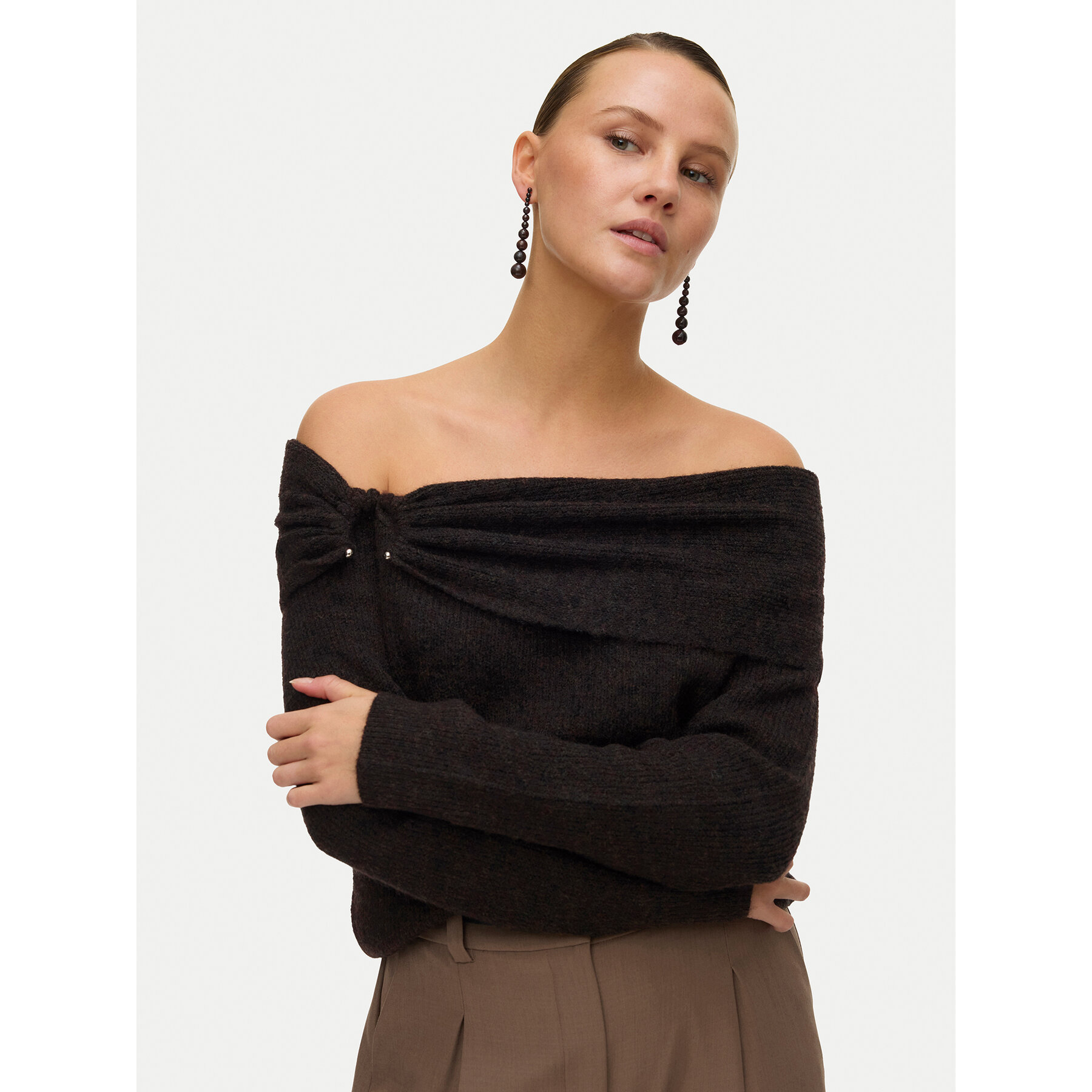 Vero Moda Pullover Lovely 10336698 Braun Regular Fit