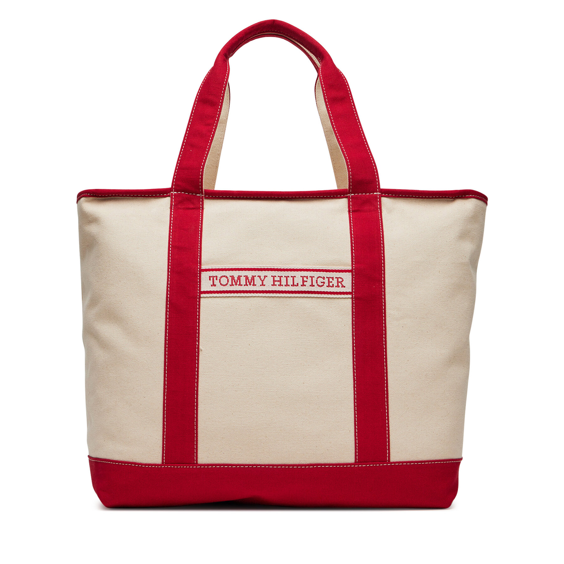 Дамска чанта Tommy Hilfiger Th Summer Canvas Tote AW0AW17421 Бежов