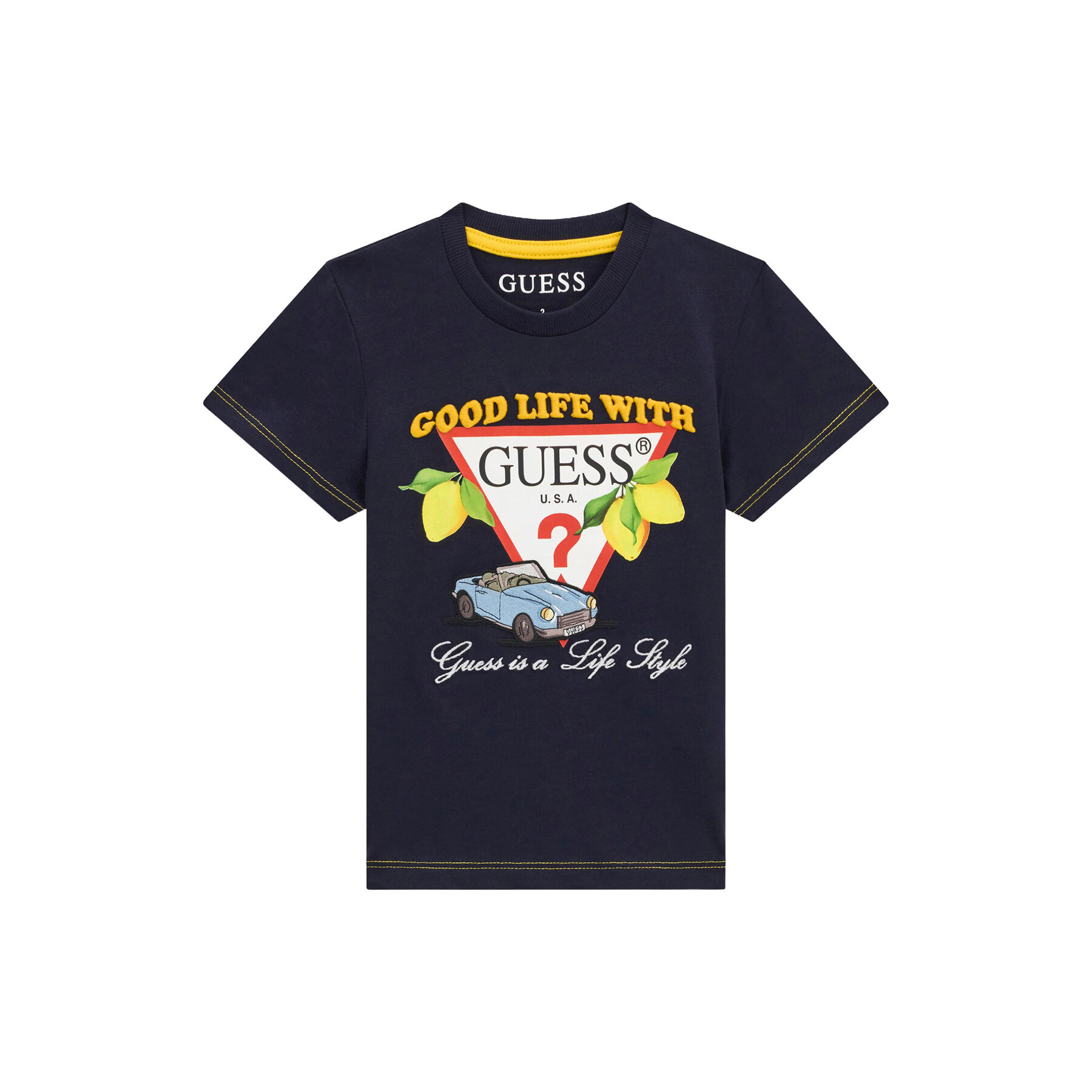 Guess Majica N6GI07 K8HM4 Mornarsko modra Regular Fit