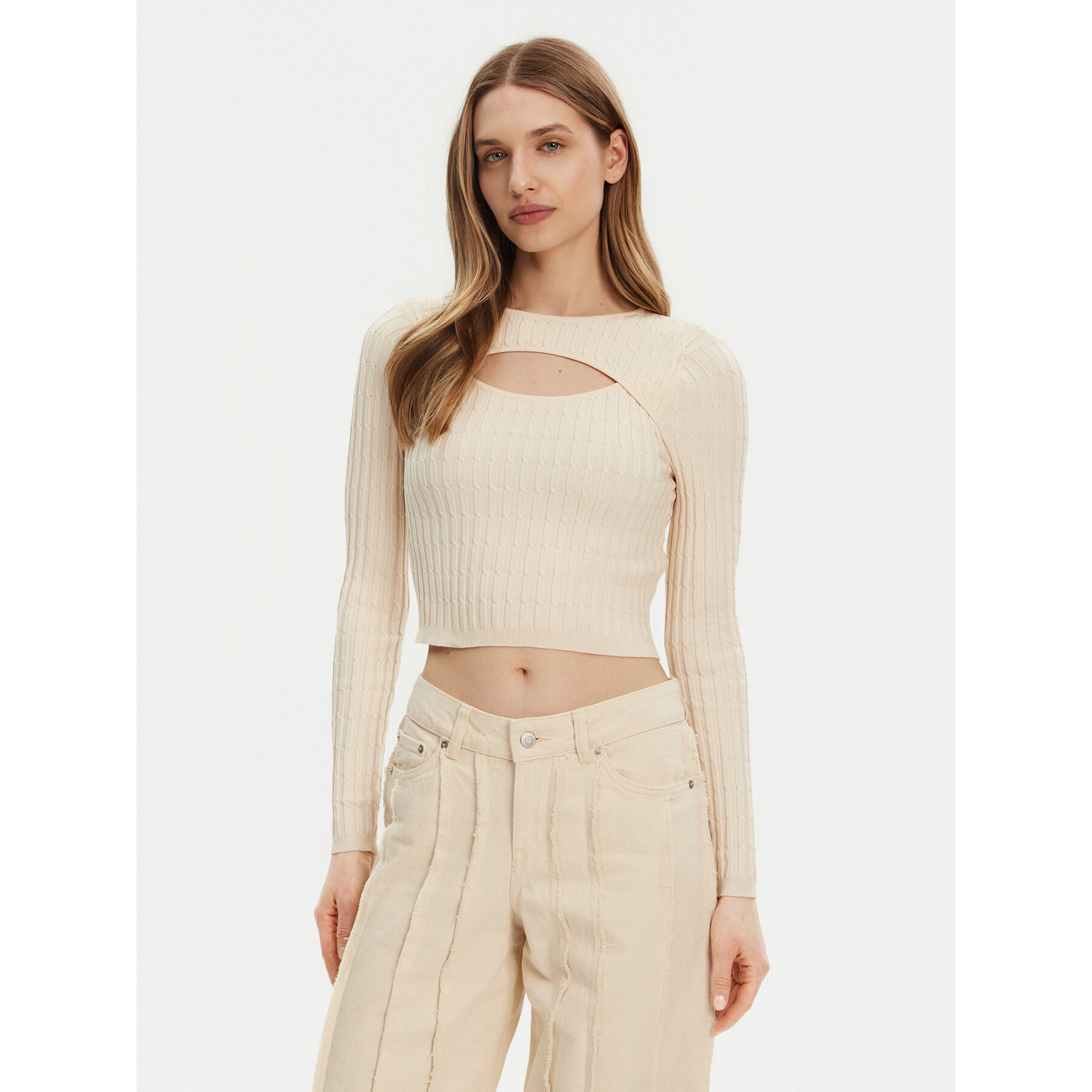 ONLY Pullover Meddi 15339582 Beige Cropped Fit