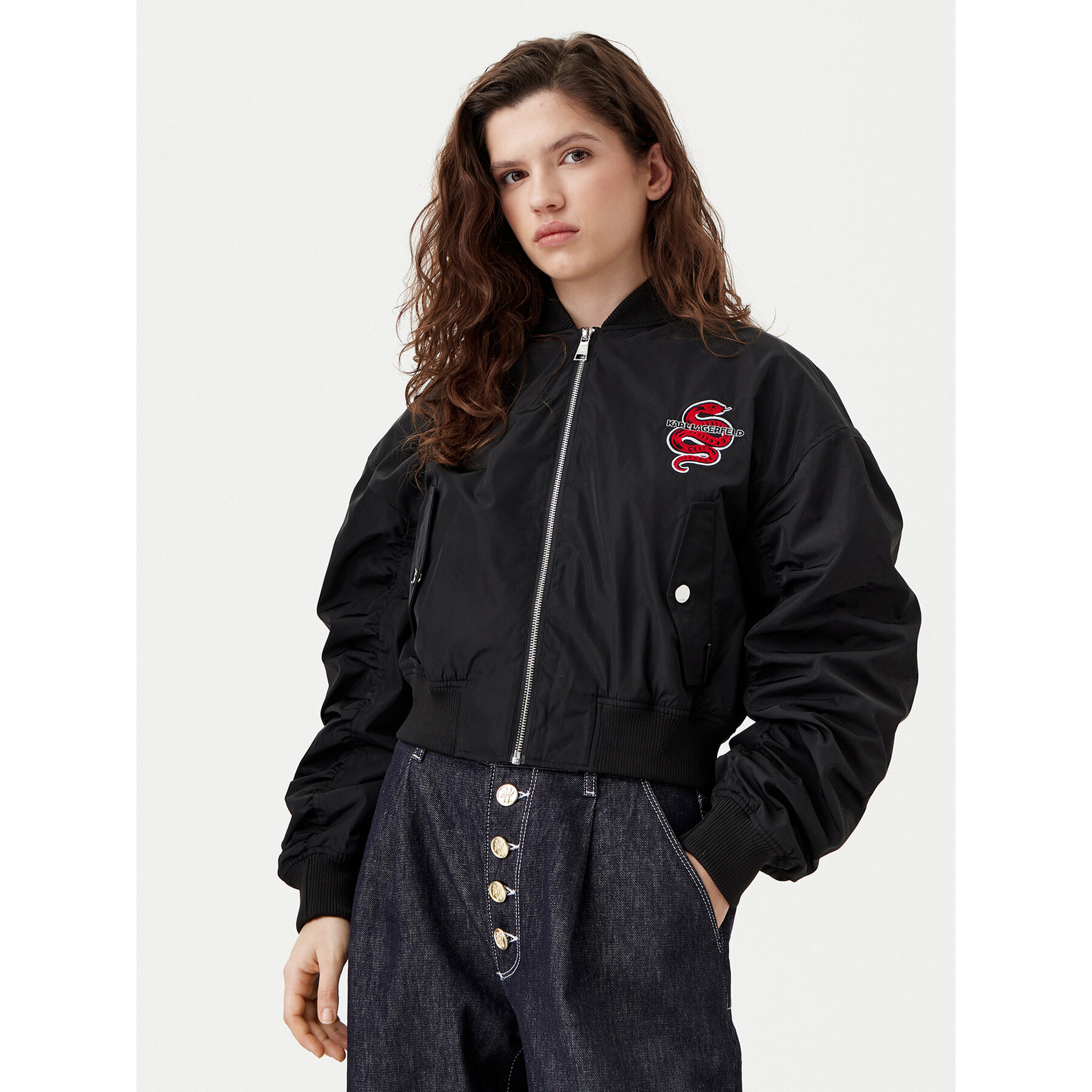 KARL LAGERFELD Bomberjacke A1W14039 Schwarz Regular Fit