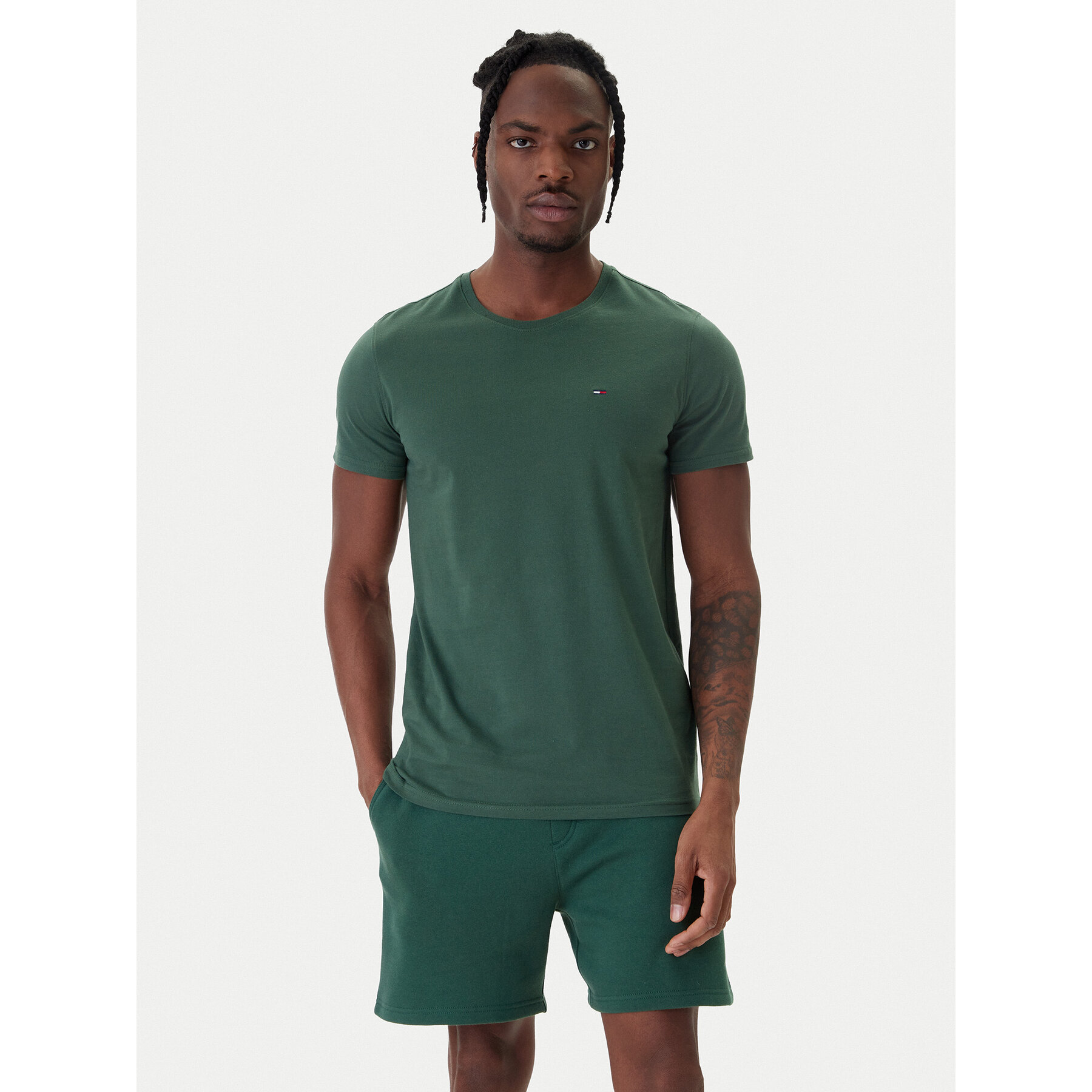 Tommy Jeans Majica DM0DM04411 Zelena Slim Fit