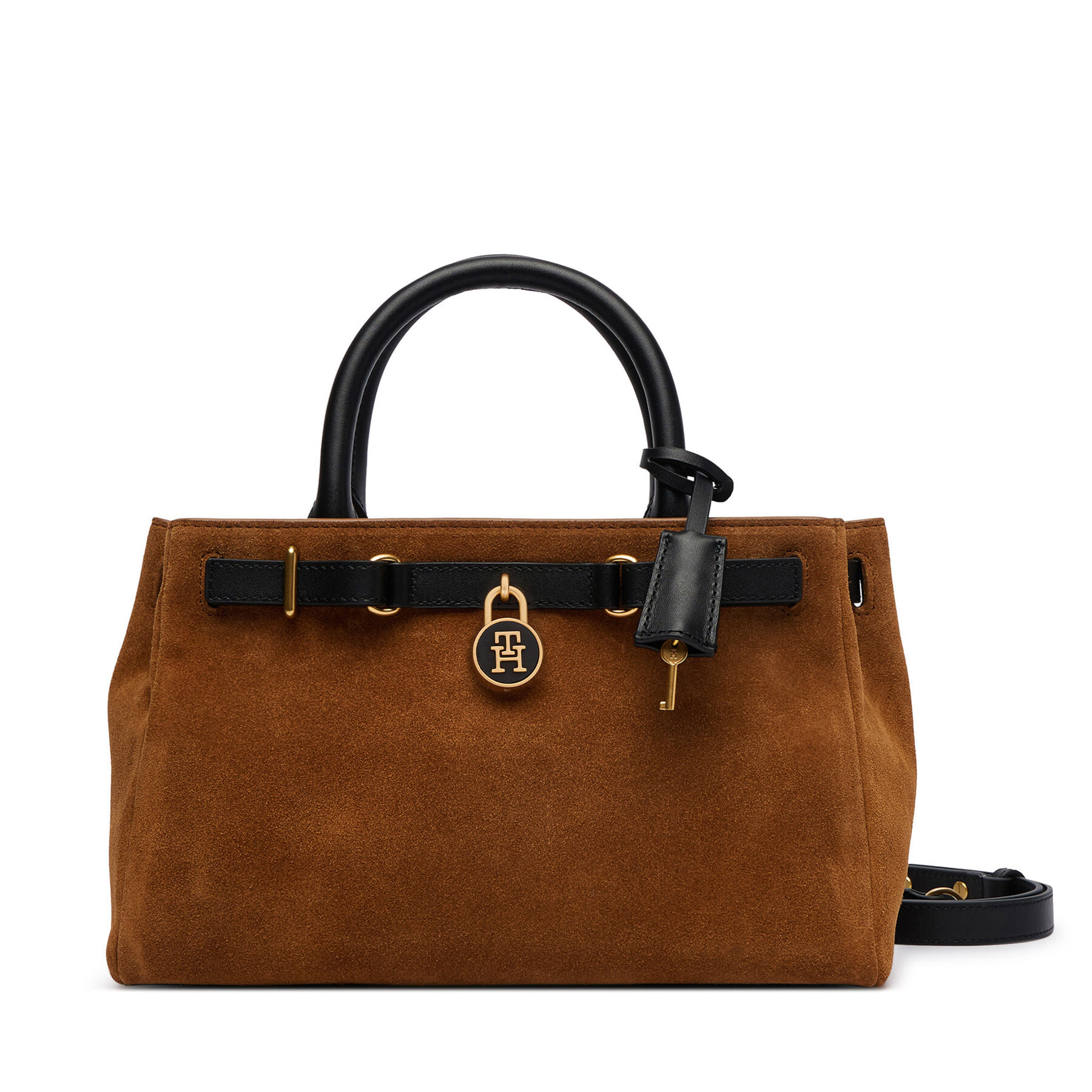 Ročna torba Tommy Hilfiger American Icon Mini Tote Suede Le AW0AW18202 Svetlo rjava