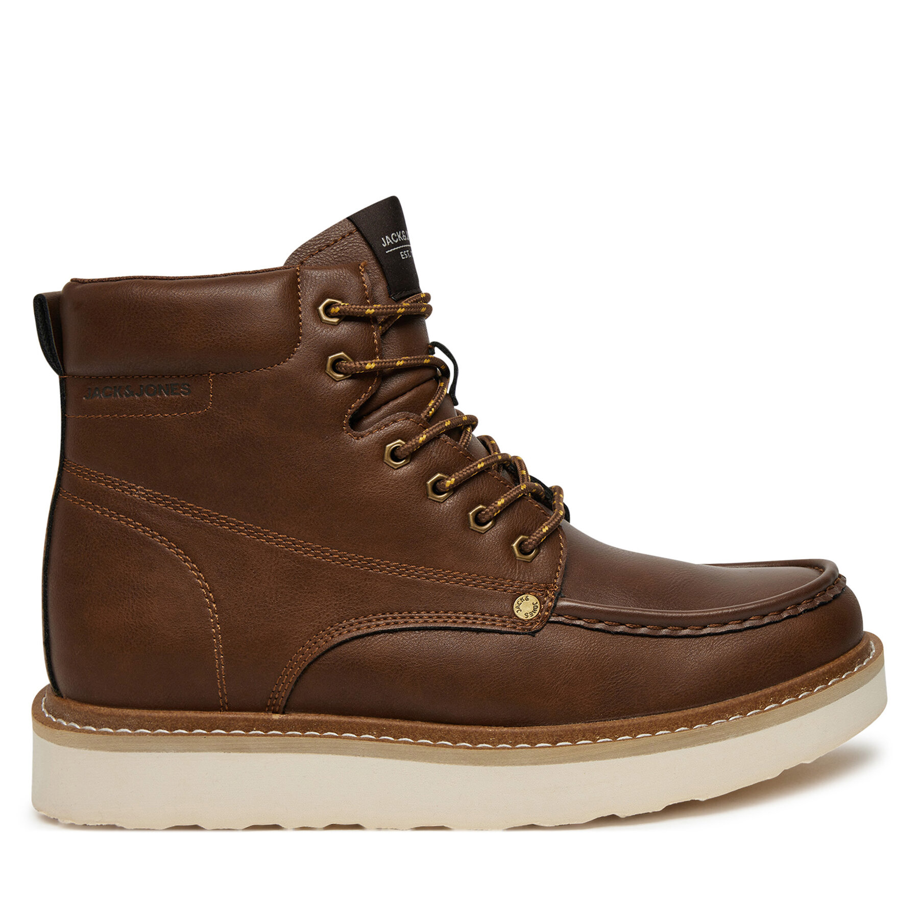 Scarponcini Jack & Jones Jfwarchway Pu Moc Boot Lace-Up Boots 12257971 Marrone