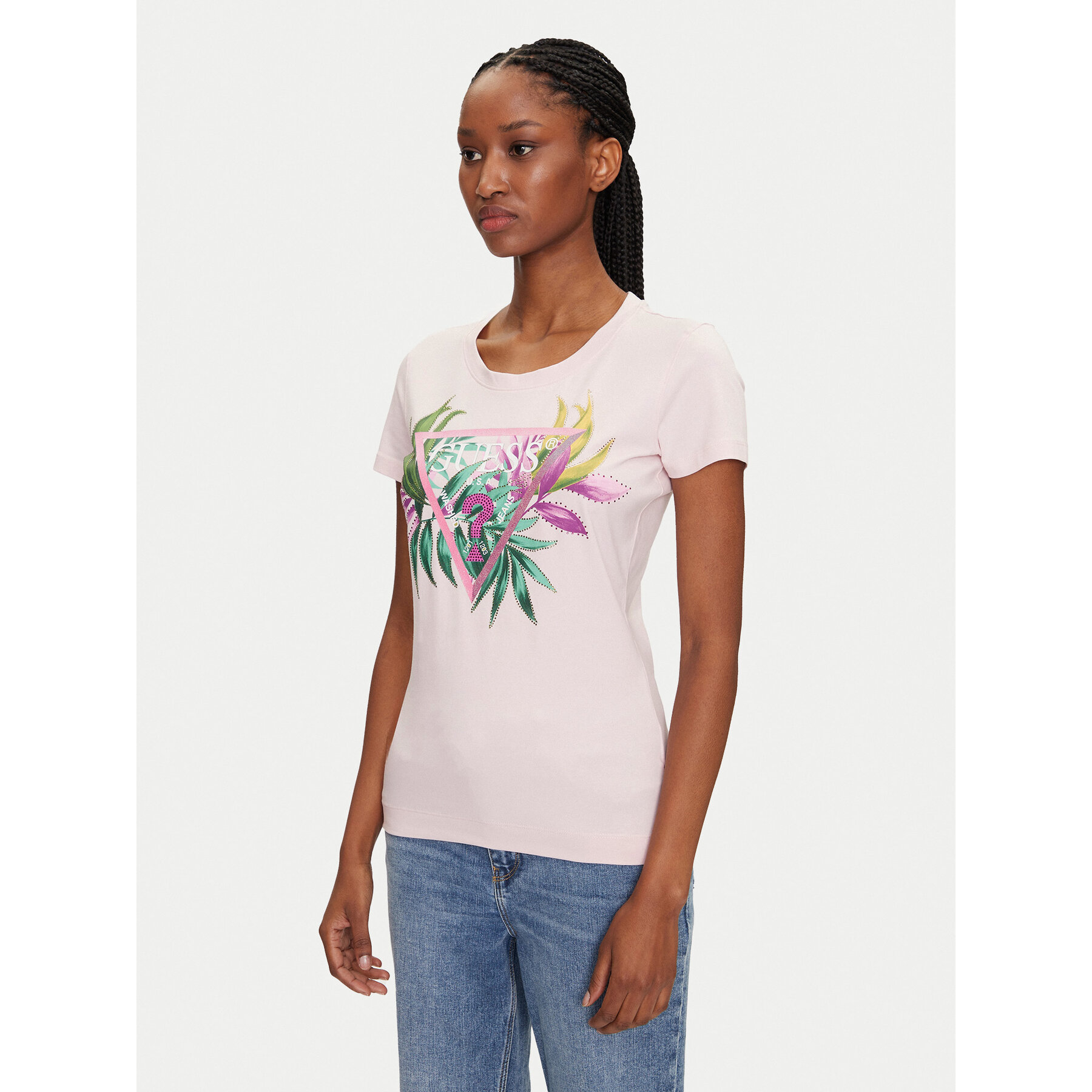 Guess T-Shirt 172941 Ροζ Classic Fit