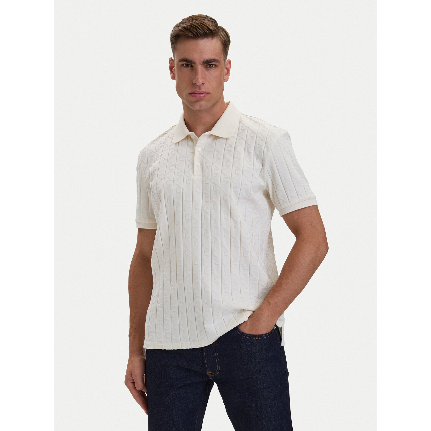 Calvin Klein Poloshirt LV04LE203G Creme Regular Fit