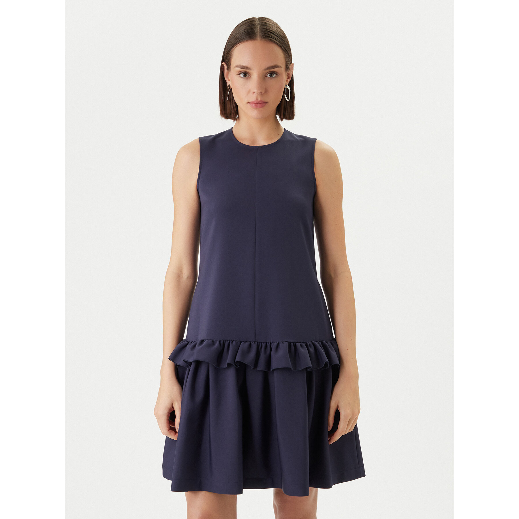 Victoria Victoria Beckham Kleid für den Alltag Stretch Faille 2221WDR002556C Dunkelblau Relaxed Fit