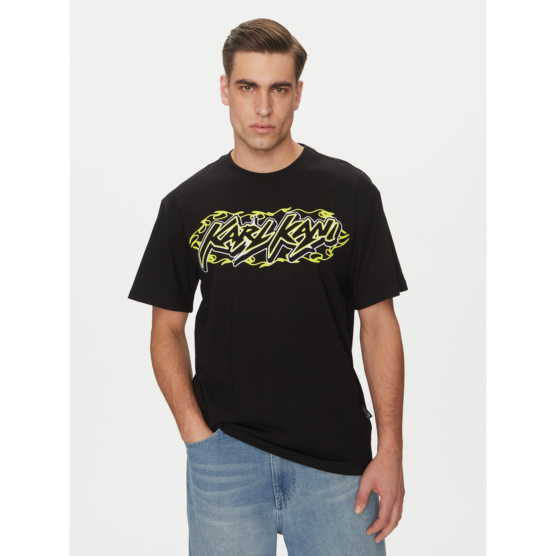 Karl Kani T-shirt Woven Signature Heat 60300355 Nero Regular Fit
