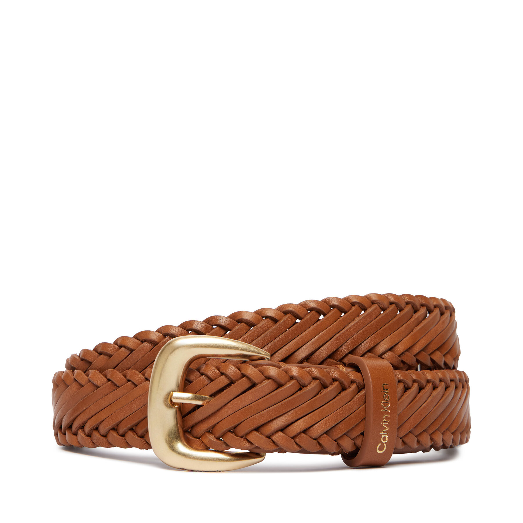 Pasek Damski Calvin Klein, Rozmiar 80, Brązowy Braided Logo Buckle 25Mm LV04F7087G