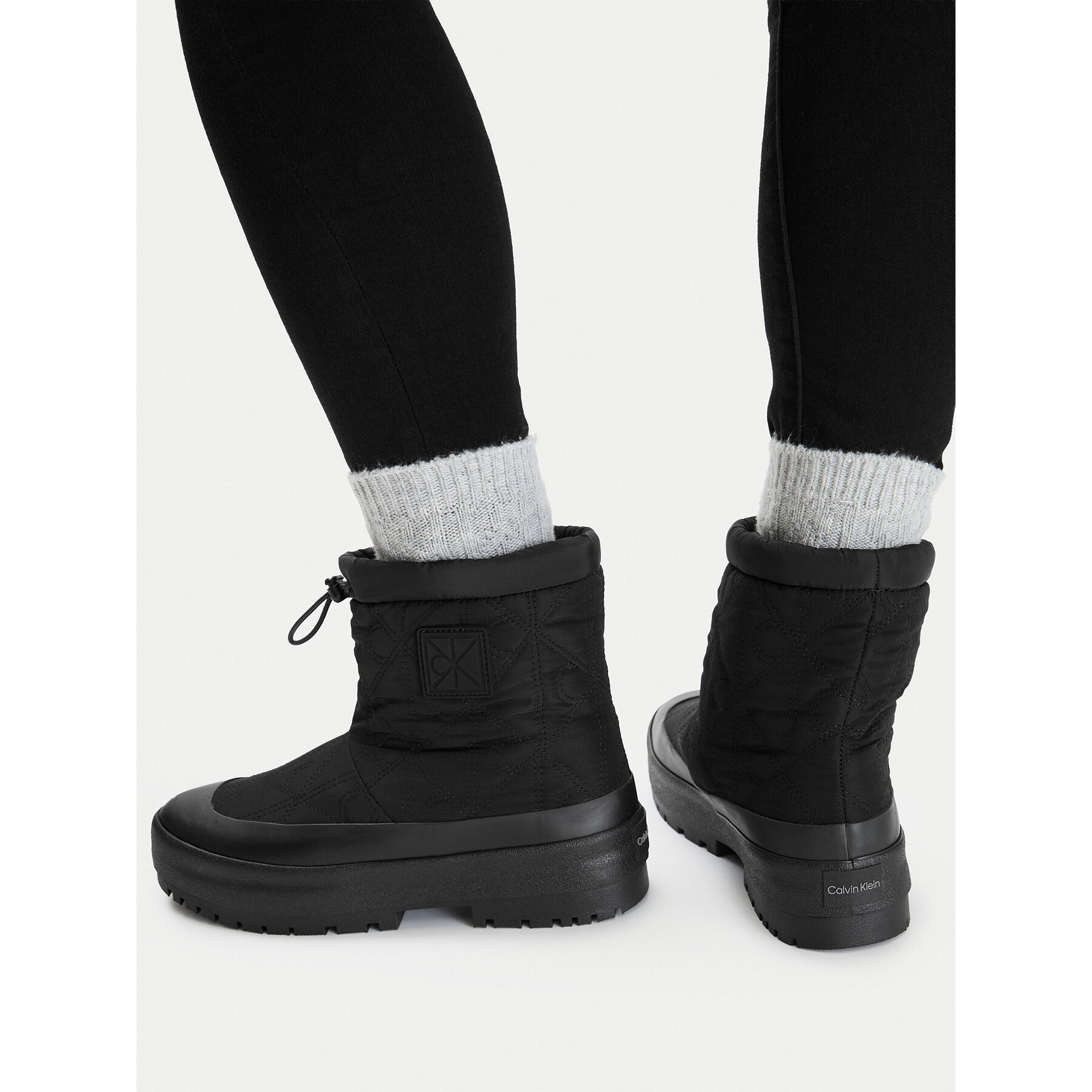 Μπότες Χιονιού Calvin Klein Vulc Flatform Snowboot Nyl Aop HW0HW03437 Μαύρο