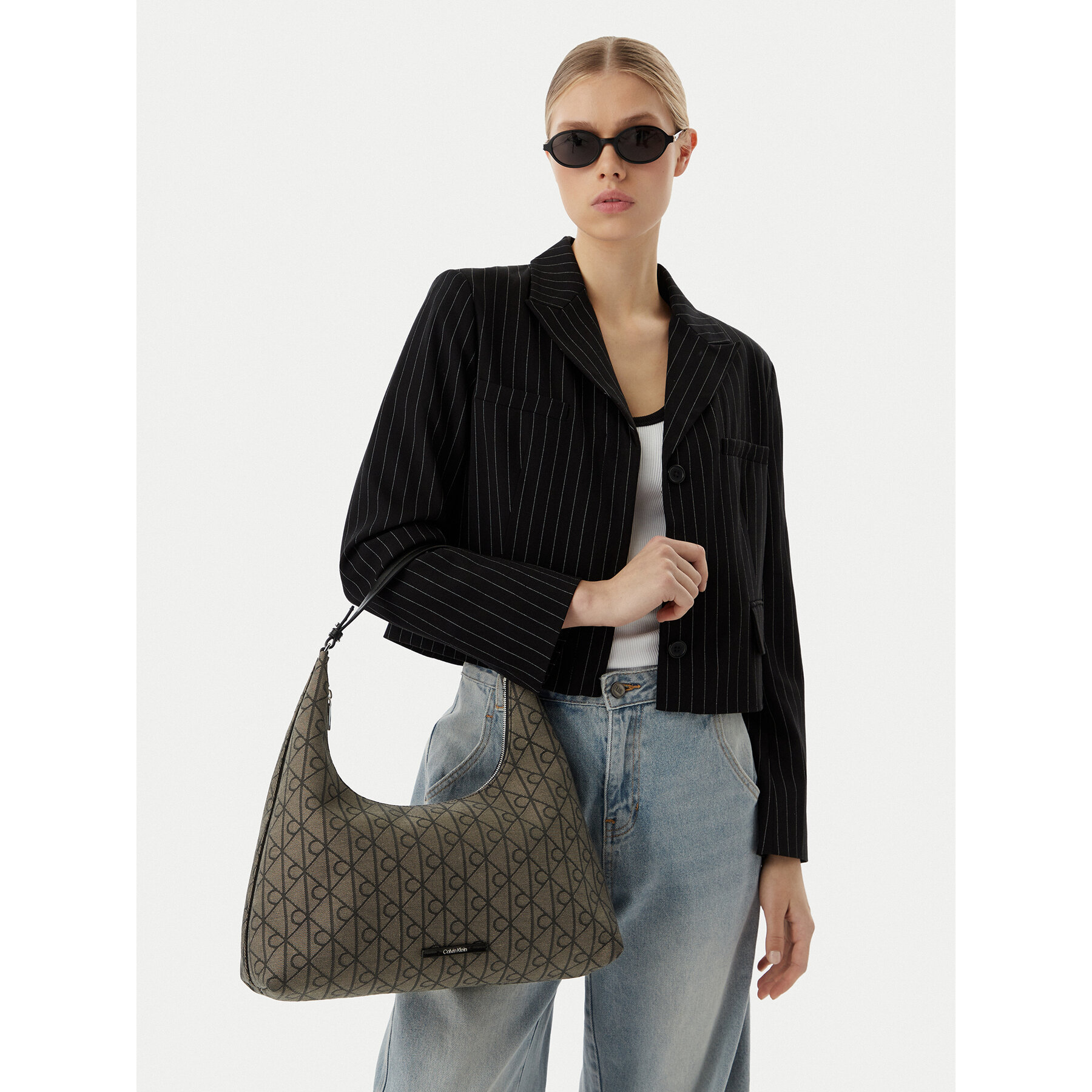Kabelka Calvin Klein Emblem Jacquard LV04F3635G Kaki