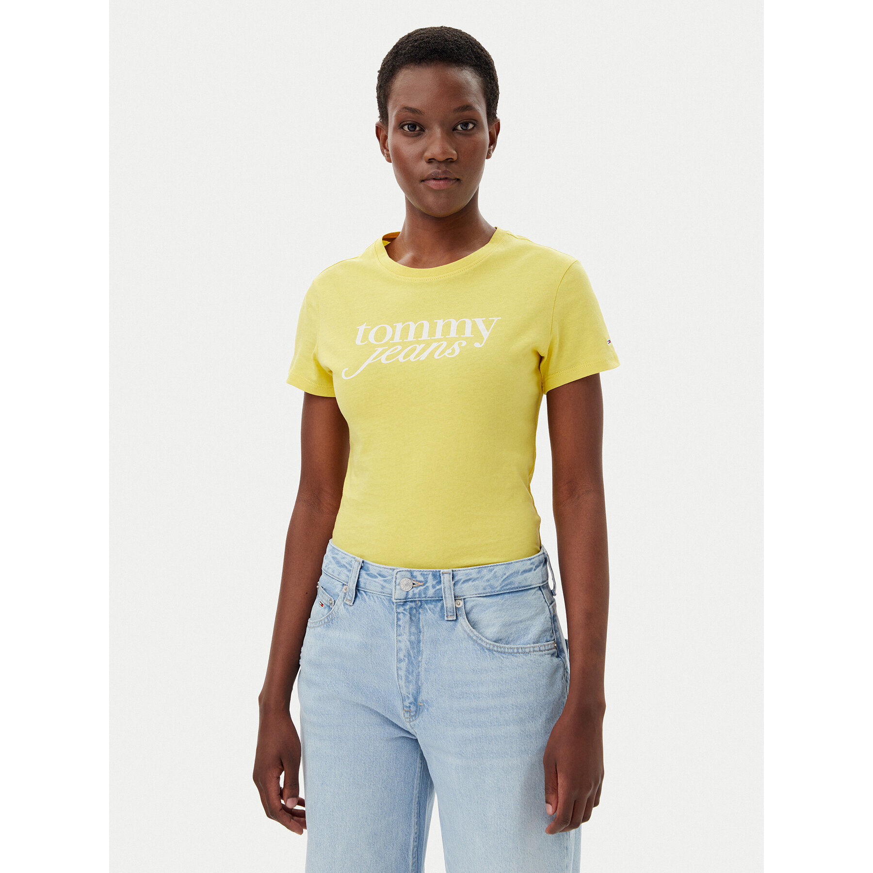 Tommy Jeans T-shirt Essential DW0DW19447 Giallo Slim Fit