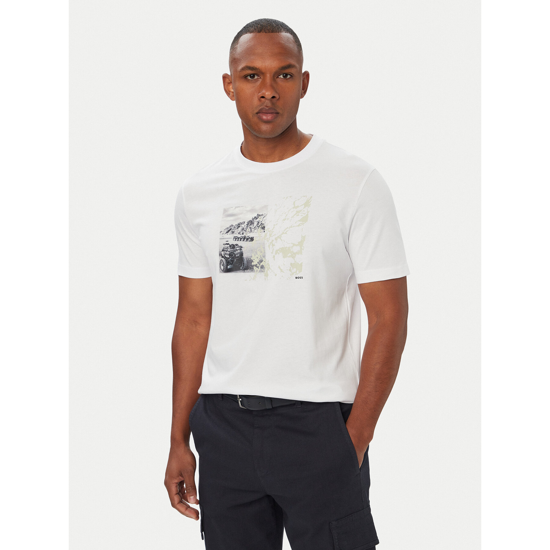BOSS T-shirt Te Motors 50566627 Bijela Regular Fit