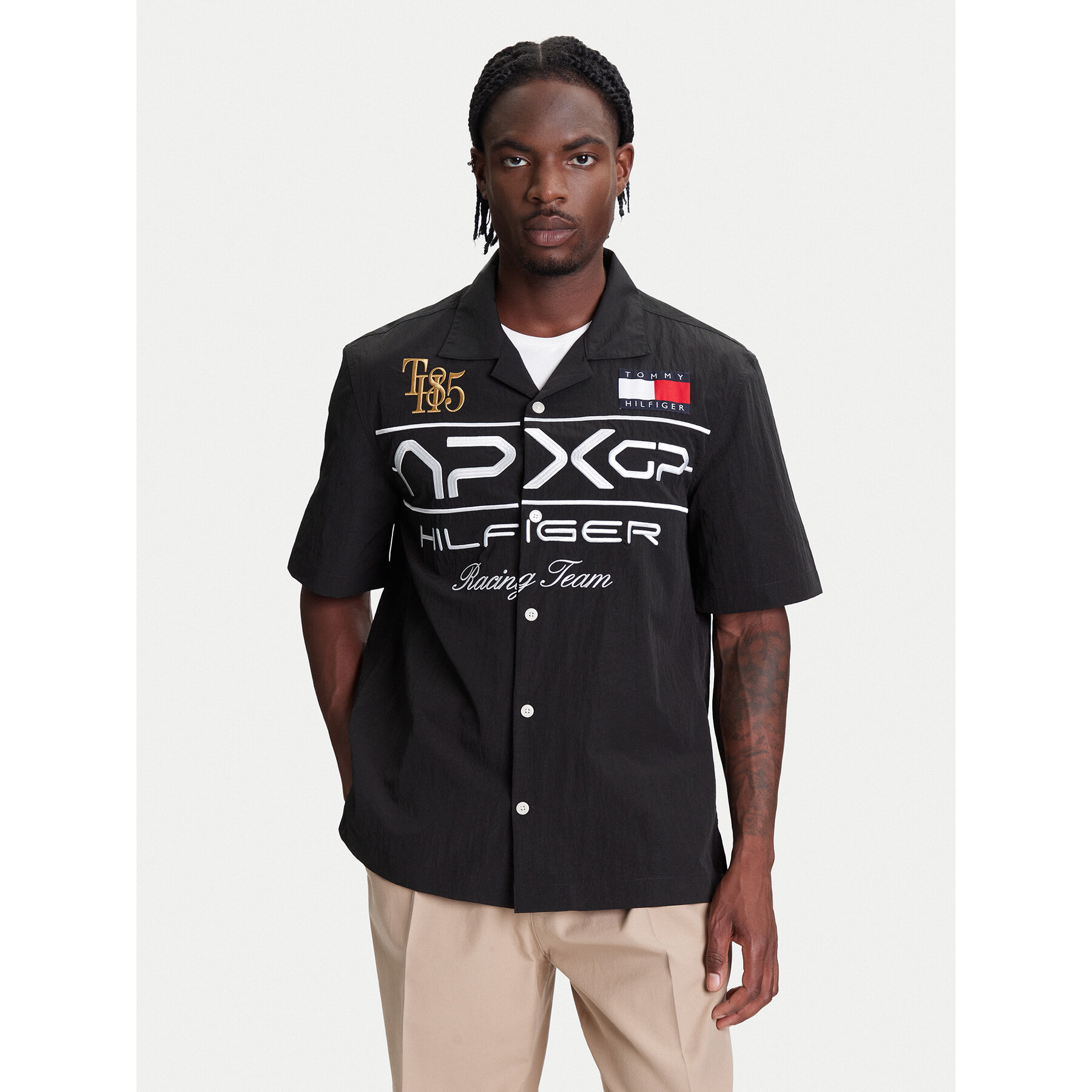 Tommy Hilfiger Hemd F1 Movie Racing MW0MW41376 Schwarz Regular Fit