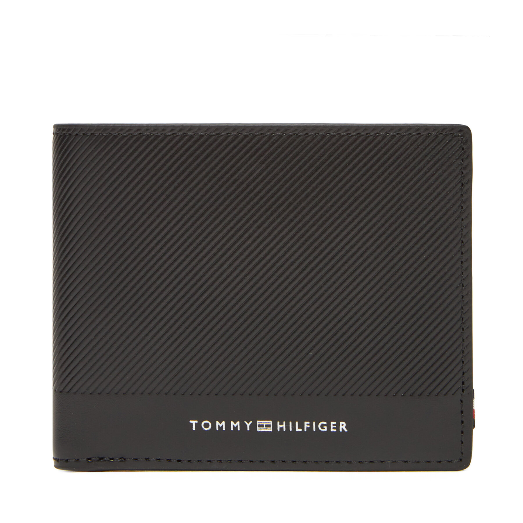 Duży Portfel Męski Tommy Hilfiger Czarny Th Foundation Mini Cc Wallet AM0AM13507