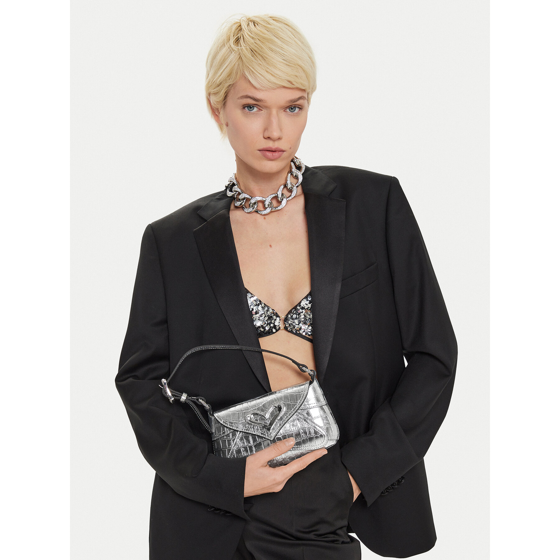 Τσάντα PINKO 520 Shoulder Baby Fl AI 24-25 PLTT 103764 A1W5 Ασημί