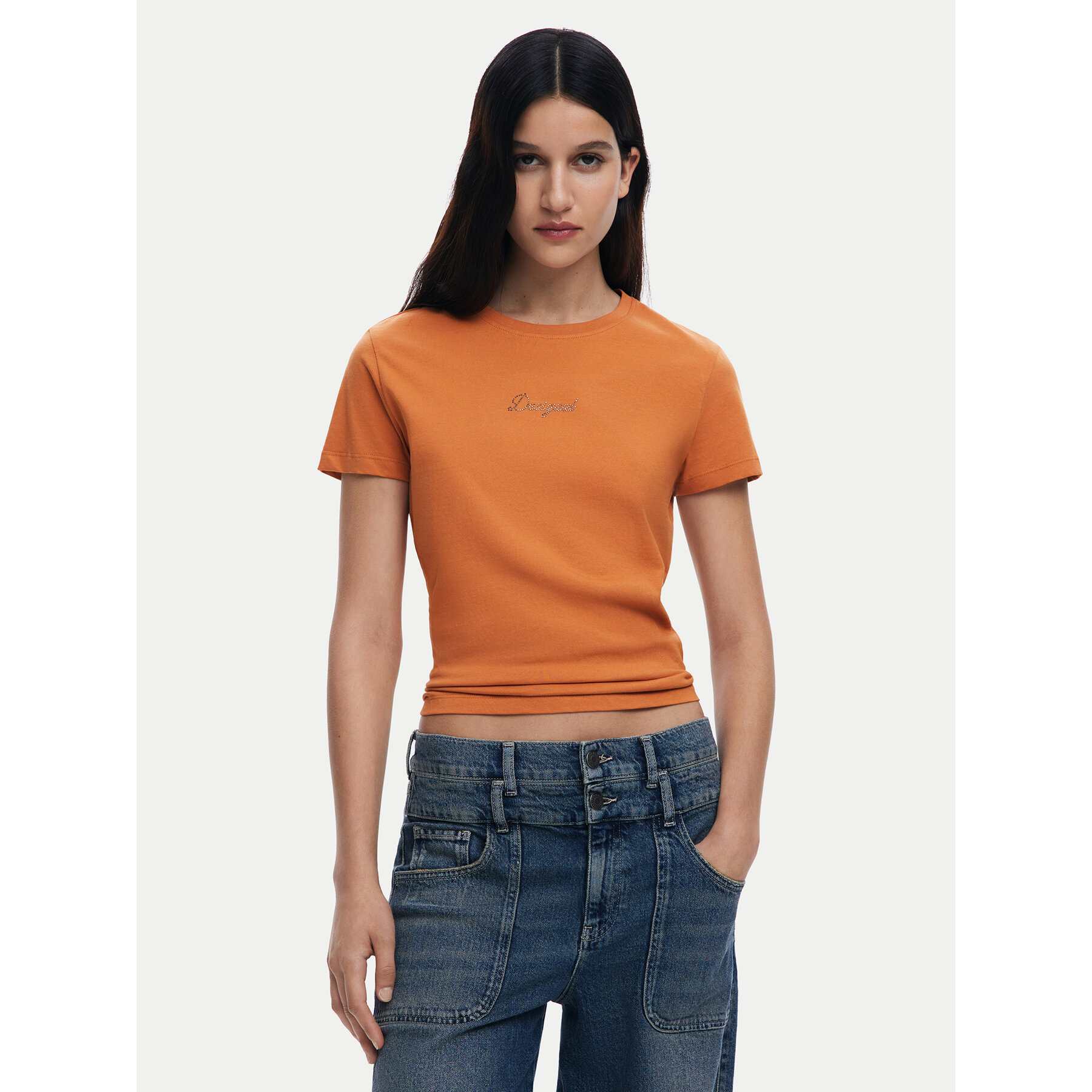 Desigual T-shirt 25SWTK15 Arancione Regular Fit