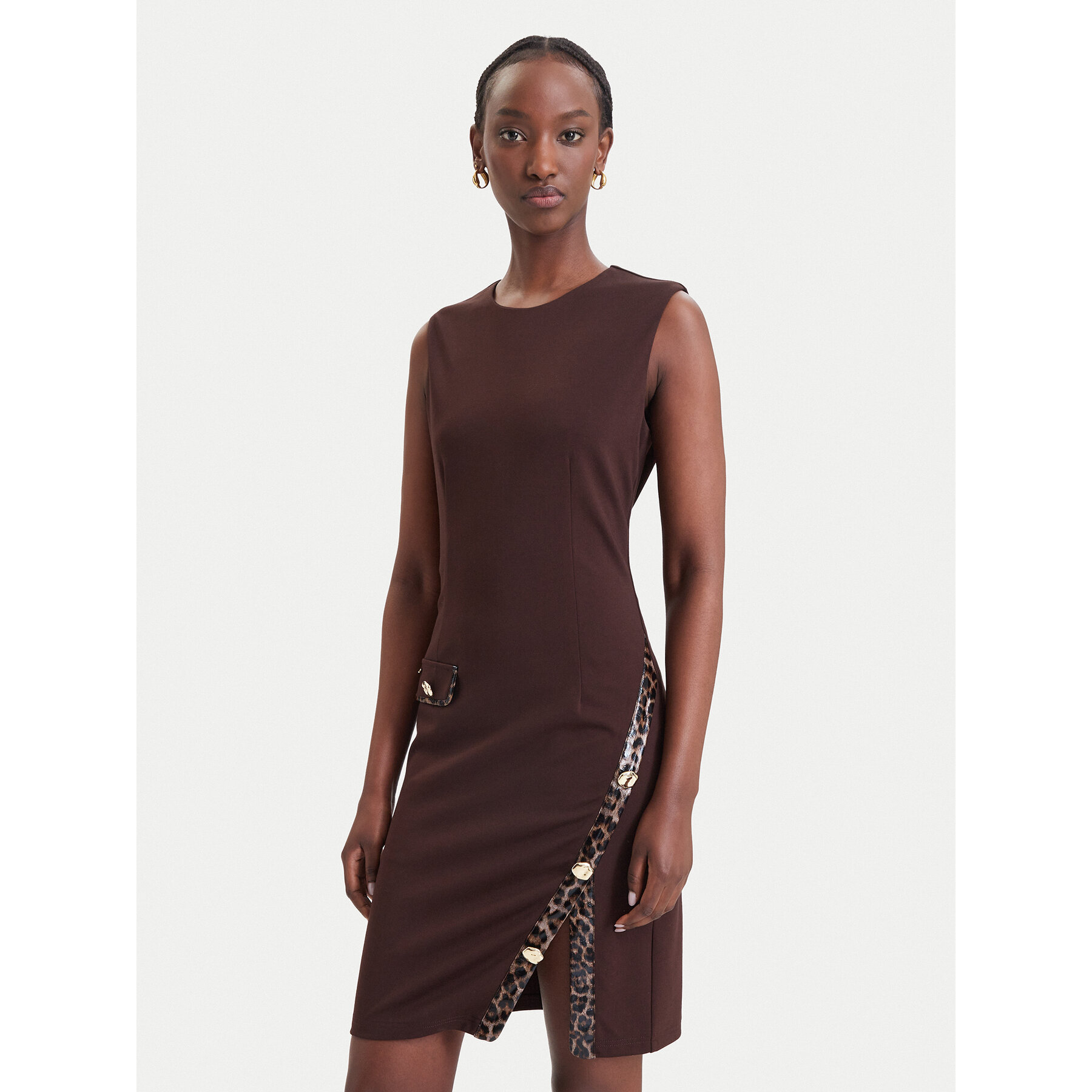 Fracomina Coctailkleid FR26WD1004W68601 Braun Regular Fit