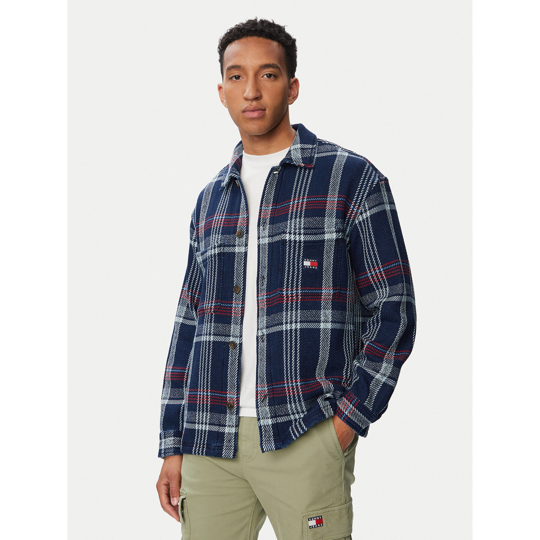 Tommy Jeans Hemd Check DM0DM23135 Dunkelblau Regular Fit