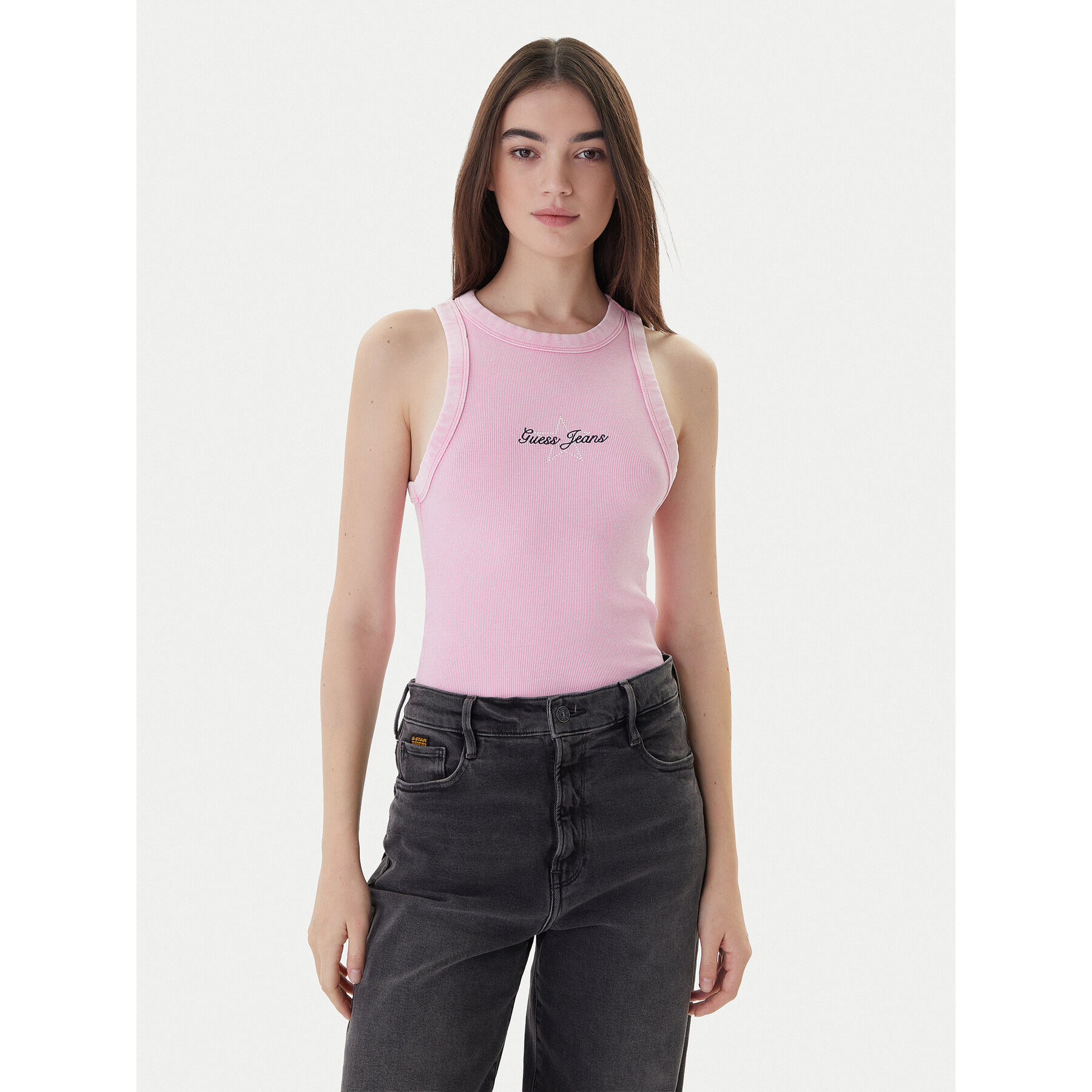 Guess Jeans Top W6RP23 KA0H1 Ružičasta Classic Fit