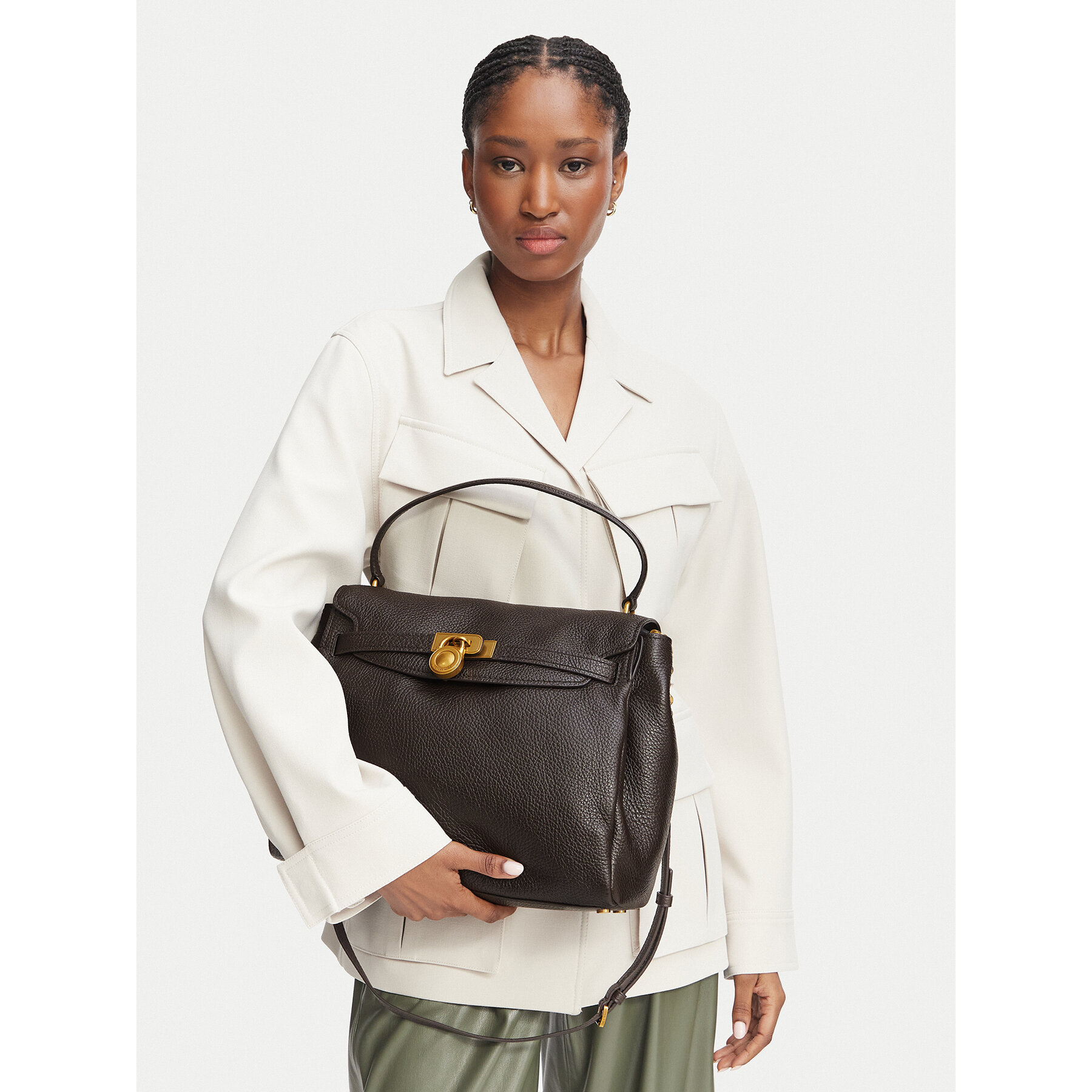Дамска чанта MICHAEL Michael Kors Hamilton 30F6ANXS7E Тъмнокафяв