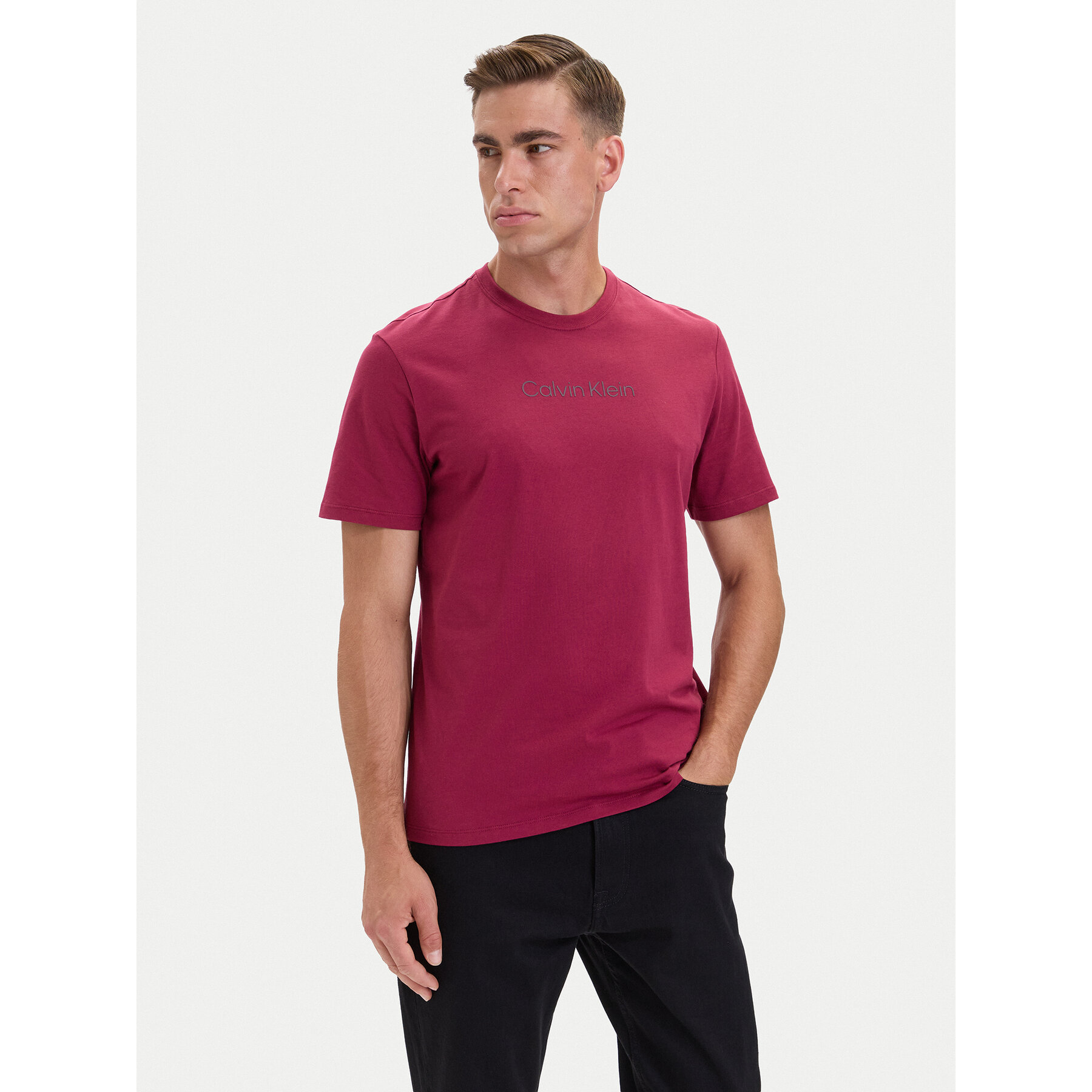 Calvin Klein T-Shirt Logo 30s LV04LD230G Dunkelrot Regular Fit