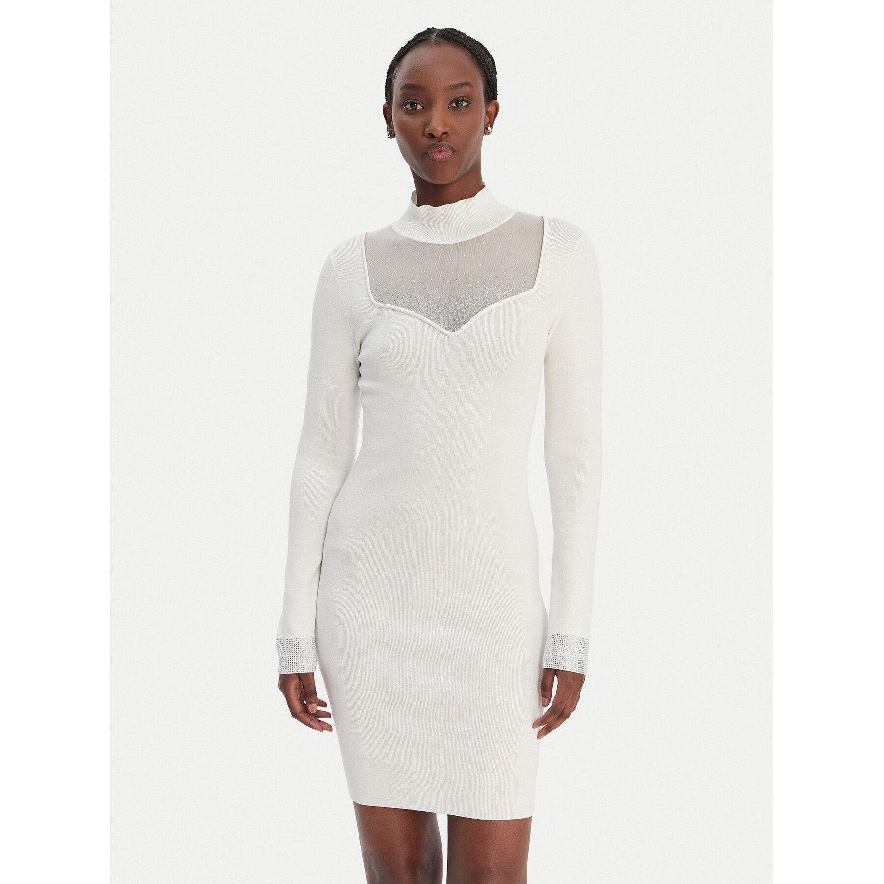 Guess Strickkleid W6RK61 Z4842 Weiß Regular Fit
