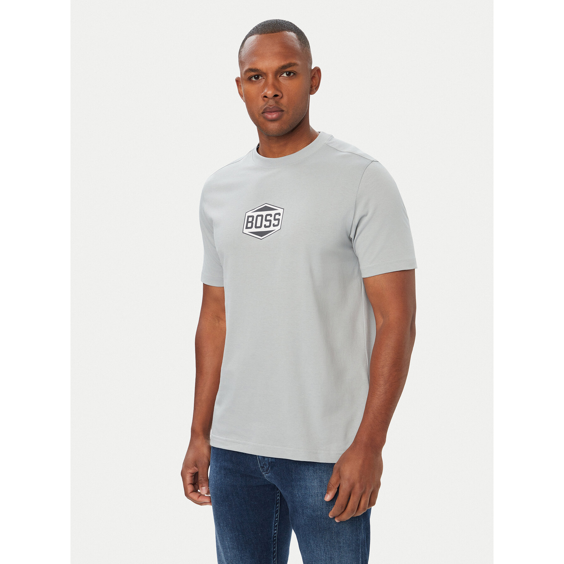 BOSS T-Shirt Logo Tape2 50574200 Grau Regular Fit