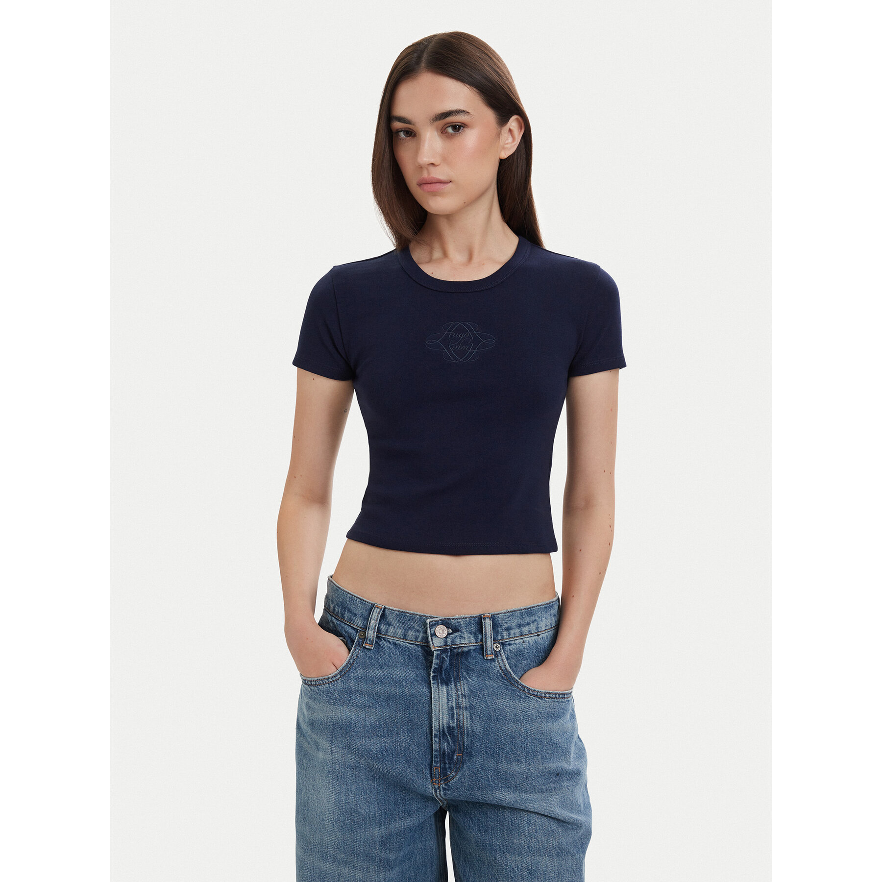 HUGO T-shirt Delanor 50570857 Tamnoplava Slim Fit