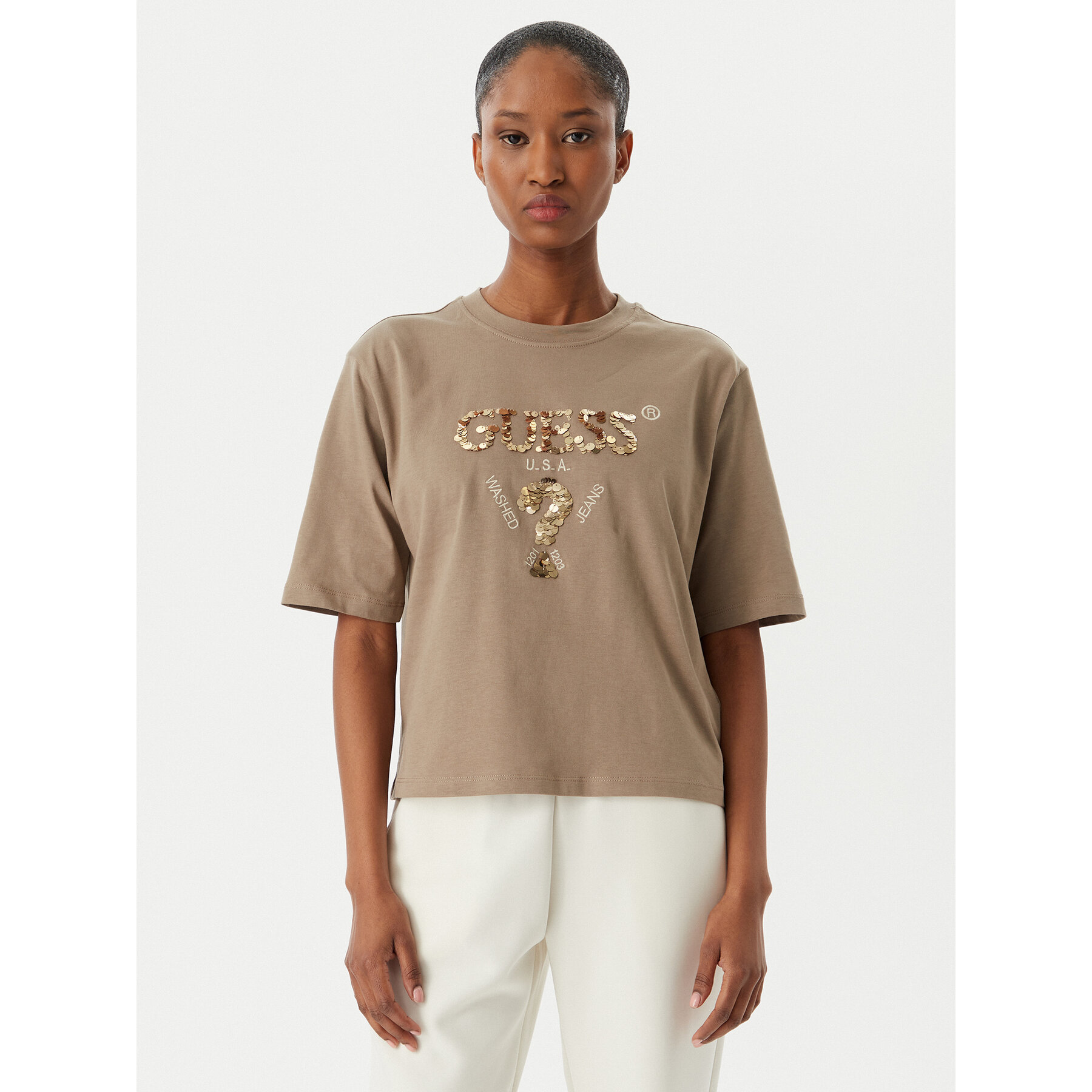Guess T-shirt V4YI06 I3Z14 Bež Regular Fit