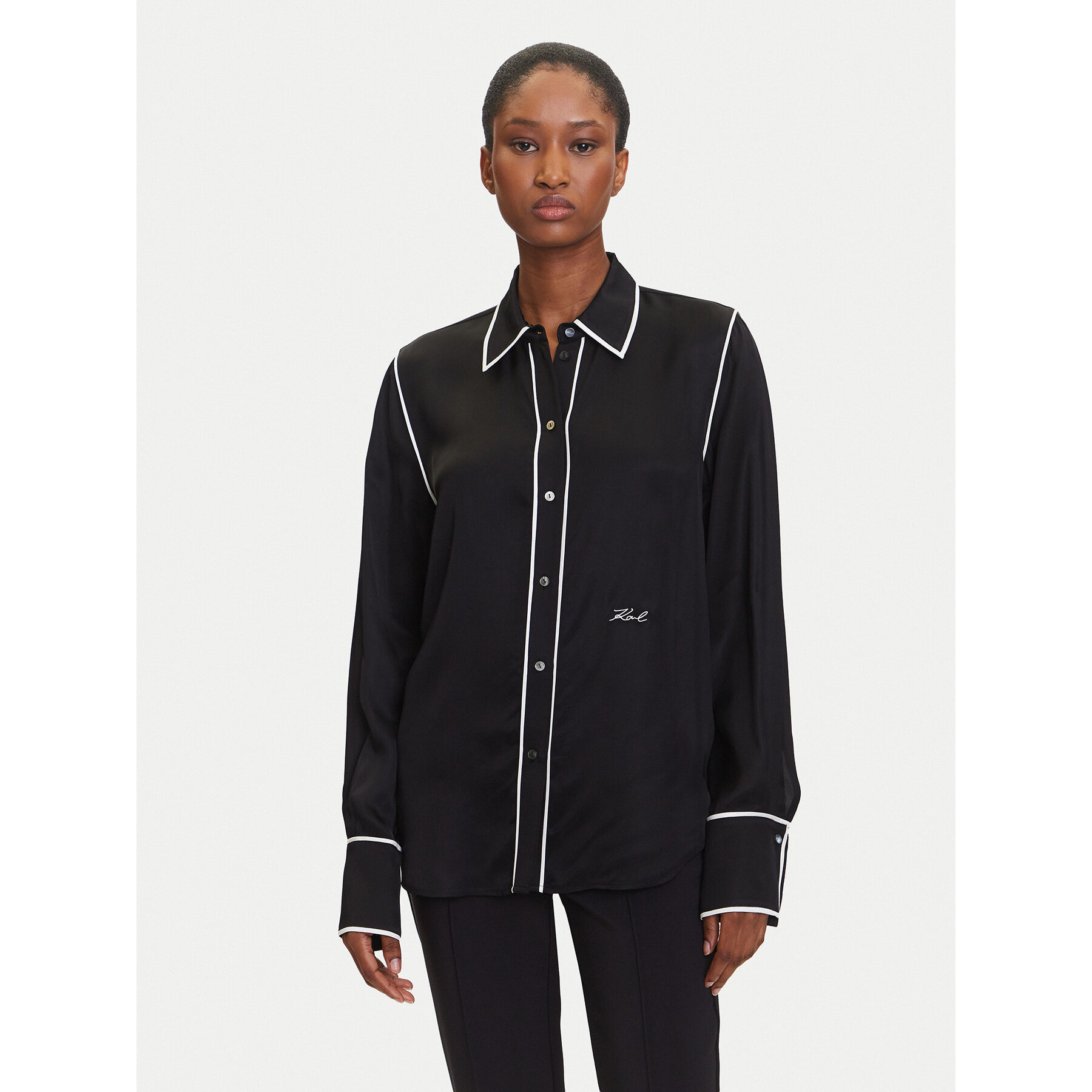 KARL LAGERFELD Hemd A3W11012 Schwarz Regular Fit