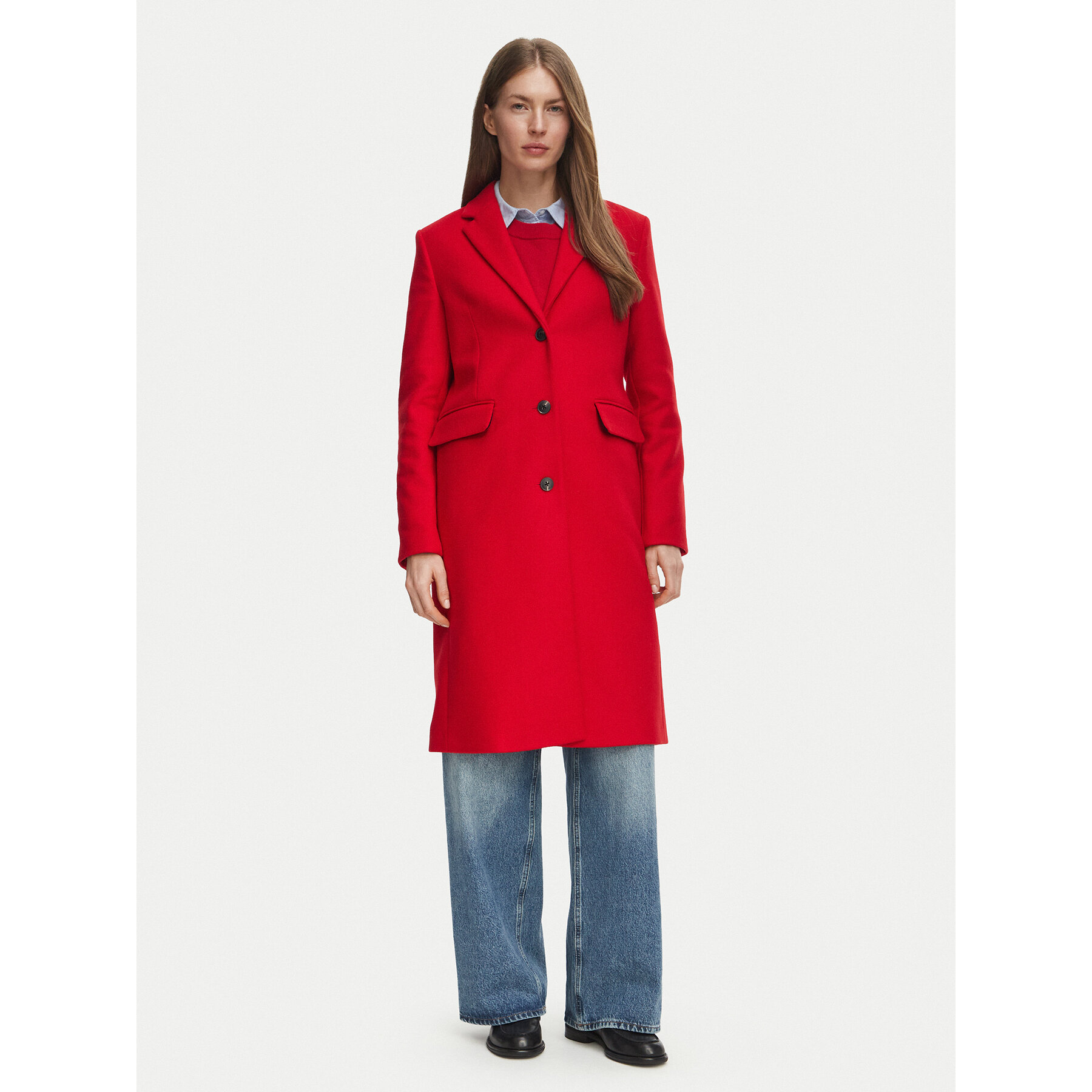 Tommy Hilfiger Wollmantel Classic WW0WW51106 Rot Regular Fit