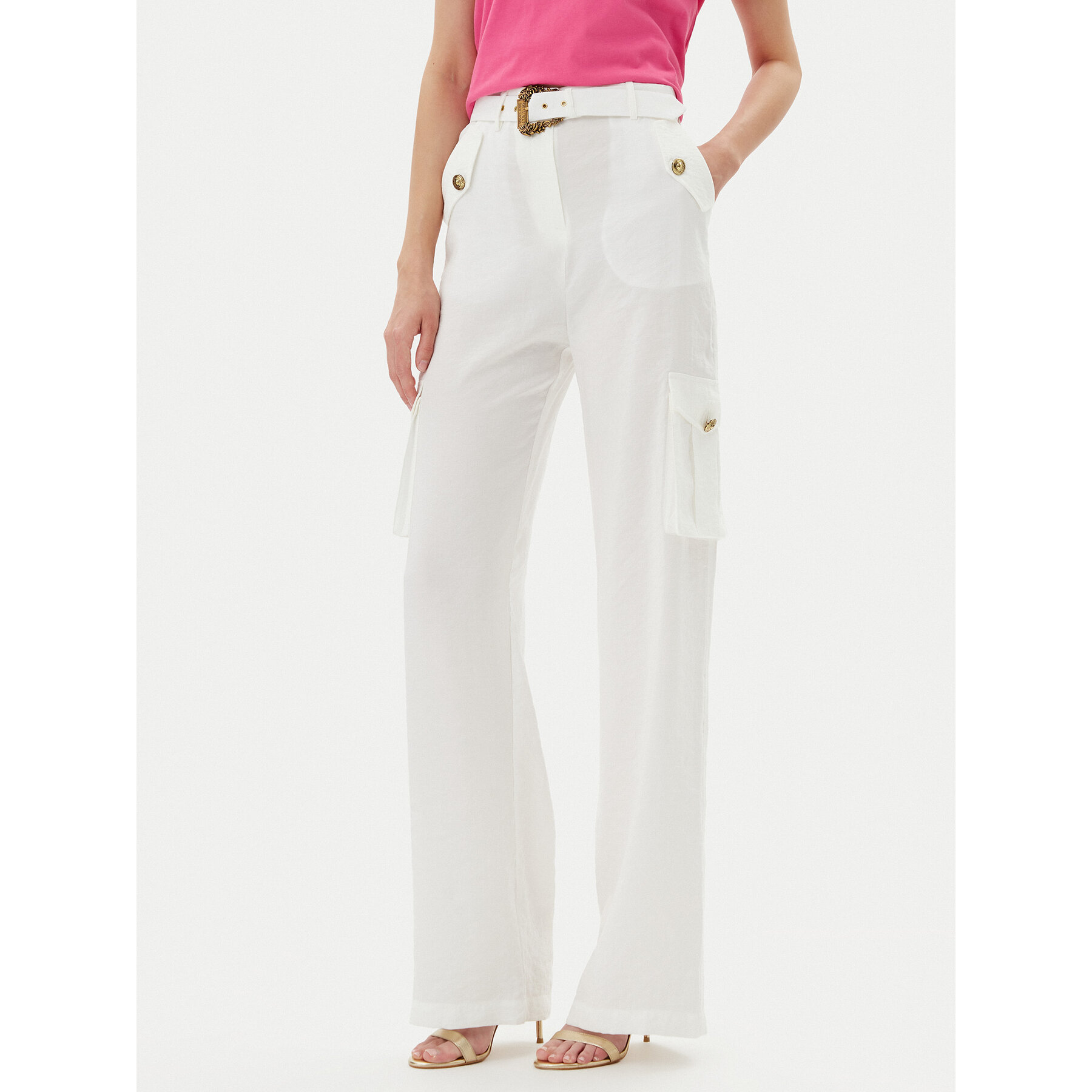 Versace Jeans Couture Stoffhose 78HAA109 Weiß Wide Leg