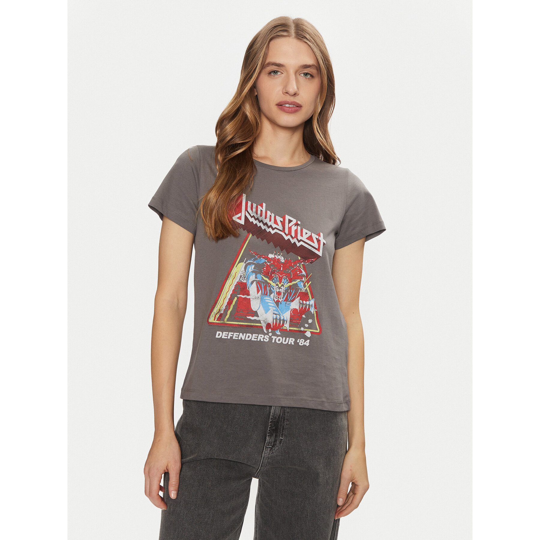 Noisy May T-Shirt Nate 27032258 Γκρι Regular Fit