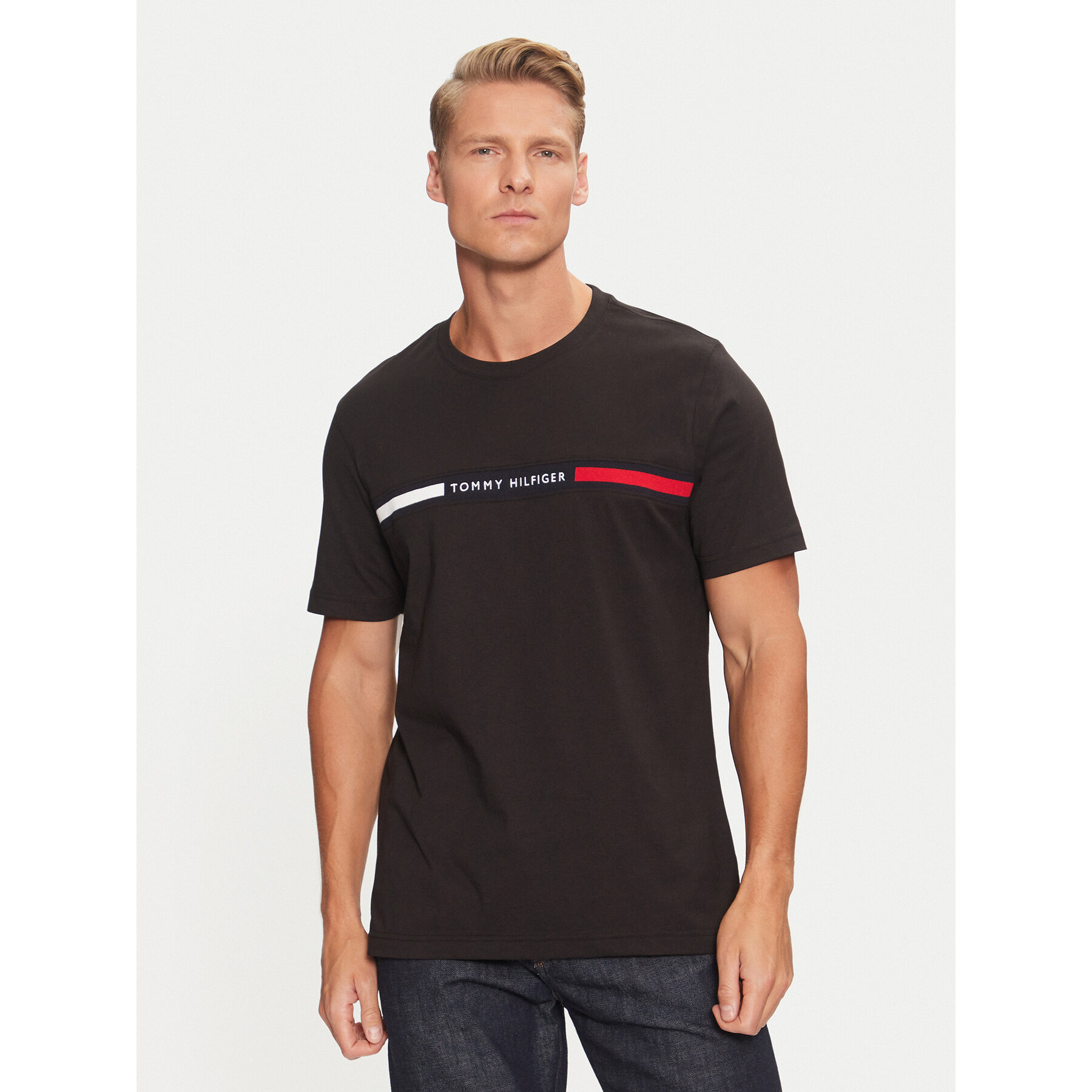 Tommy Hilfiger T-Shirt MW0MW36498 Schwarz Regular Fit, Größe XS