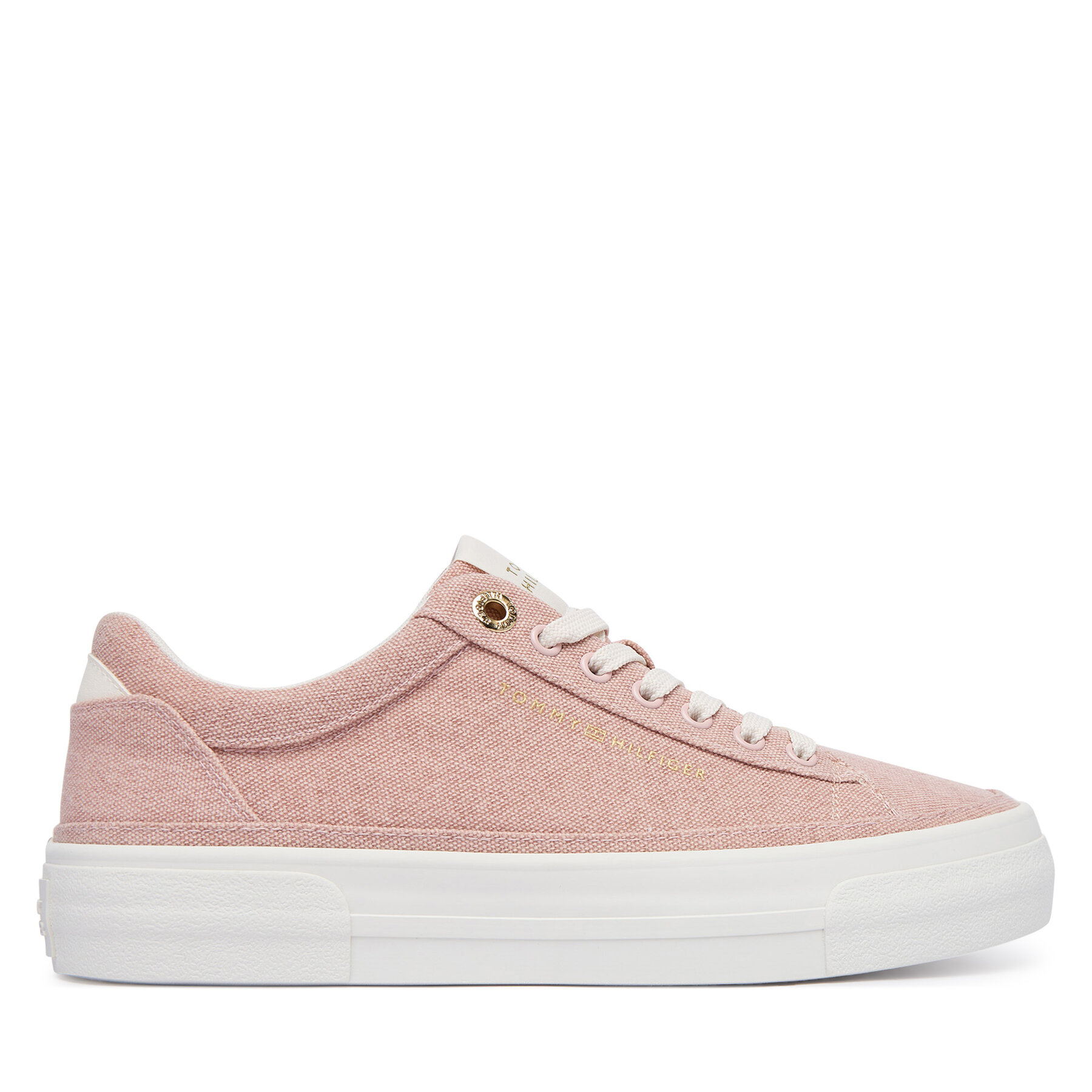 Sneakersy Tommy Hilfiger Washed Canvas Platform Trainers FW0FW09172 Ružová