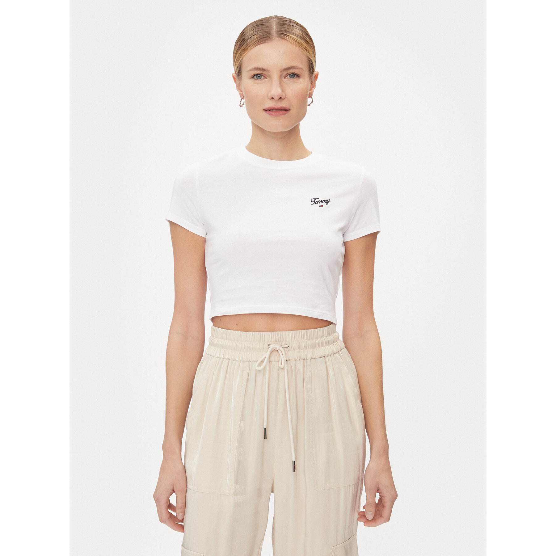 Tommy Jeans T-Shirt Script DW0DW17366 Λευκό Slim Fit