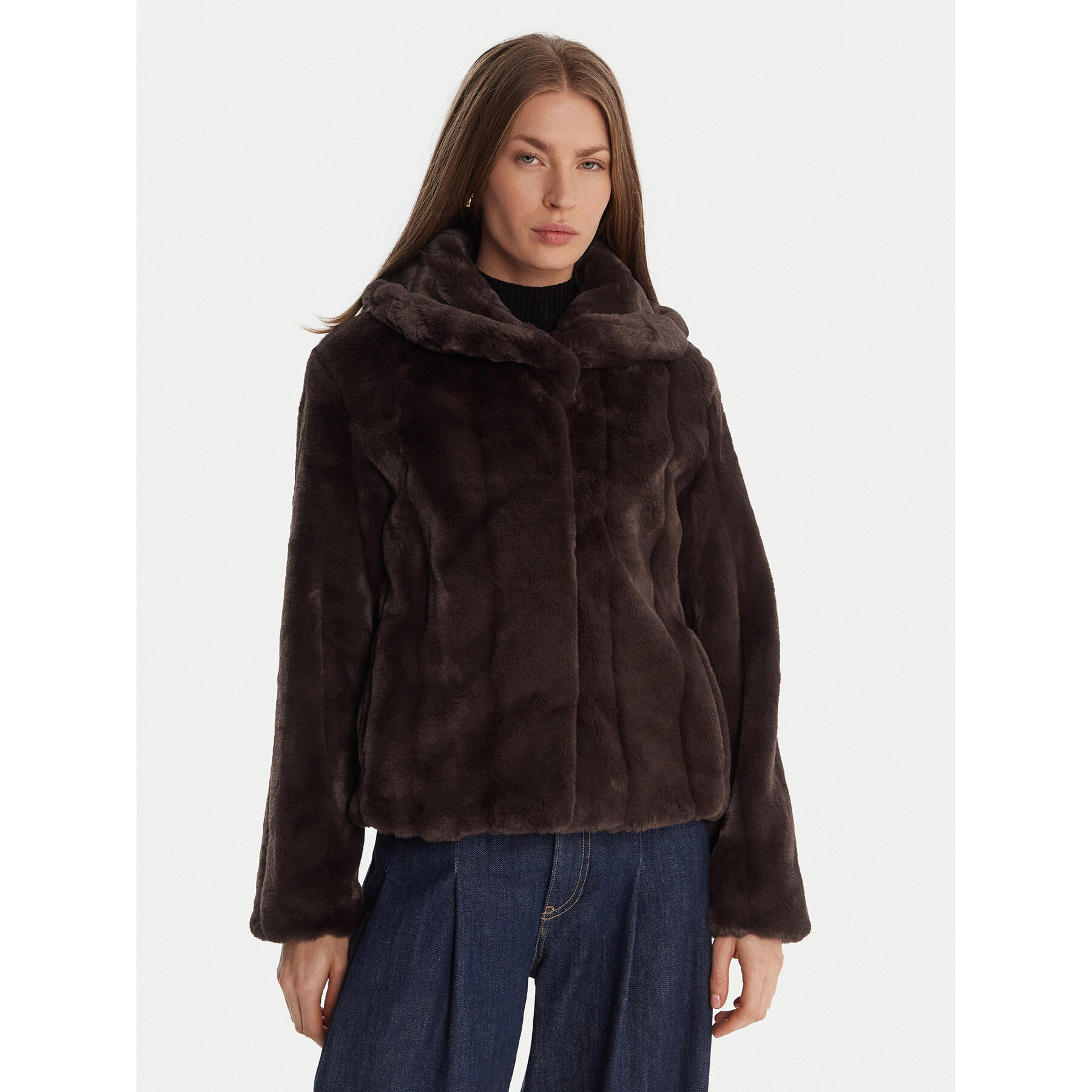 Guess Pelzmantel W0BL0N WDCH0 Braun Regular Fit