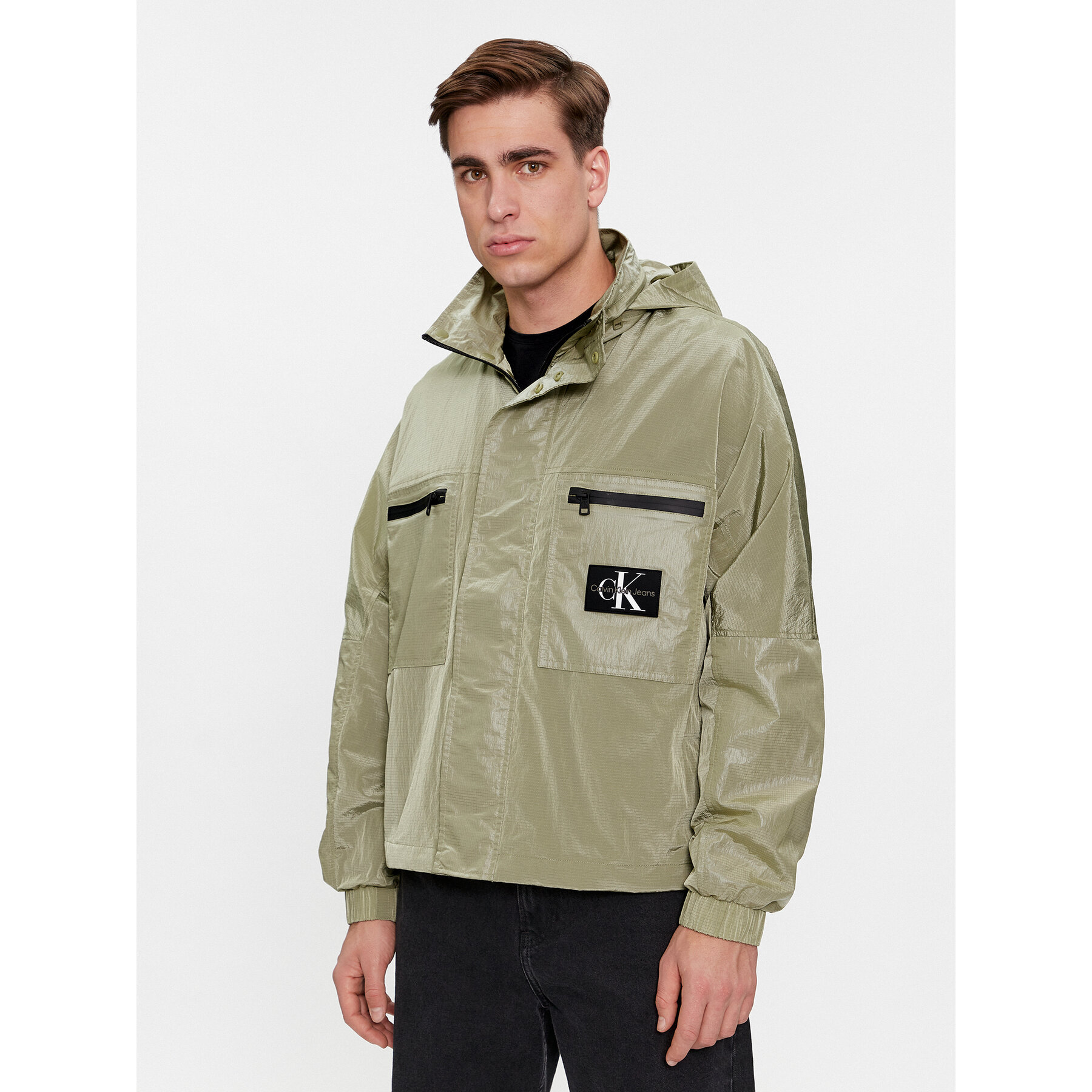 Calvin Klein Jeans Übergangsjacke Utility Track Jacket J30J324663 Grün Regular Fit