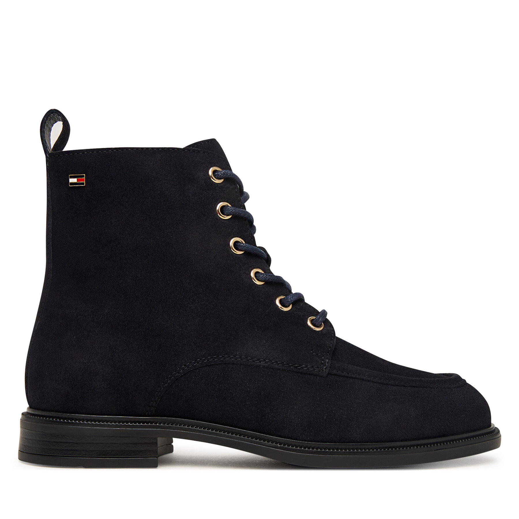 Зимни обувки Tommy Hilfiger Enamel Flag Suede Lace-Up Boot FW0FW09681 Тъмносин