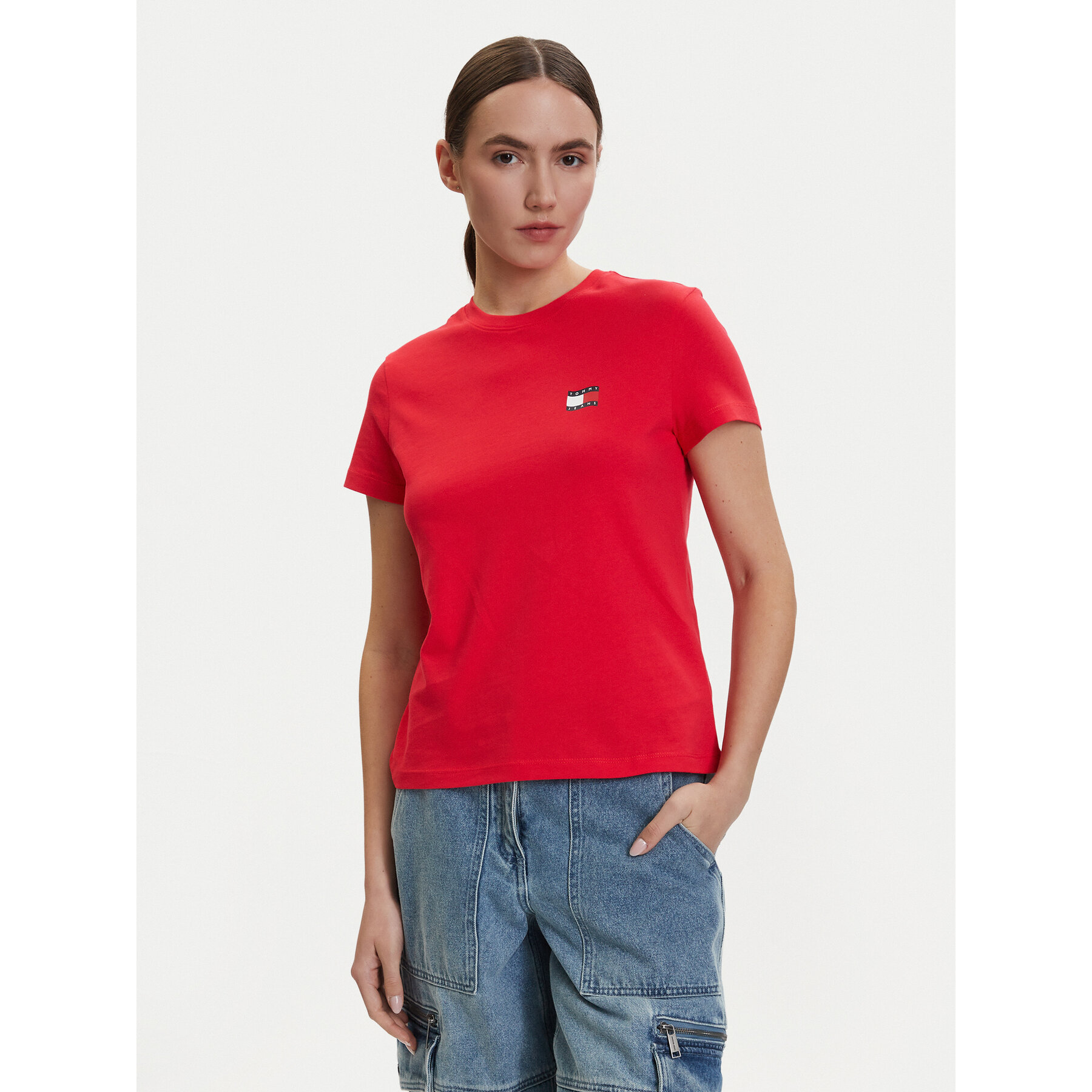 Tommy Jeans T-Shirt DW0DW22274 Rot Regular Fit