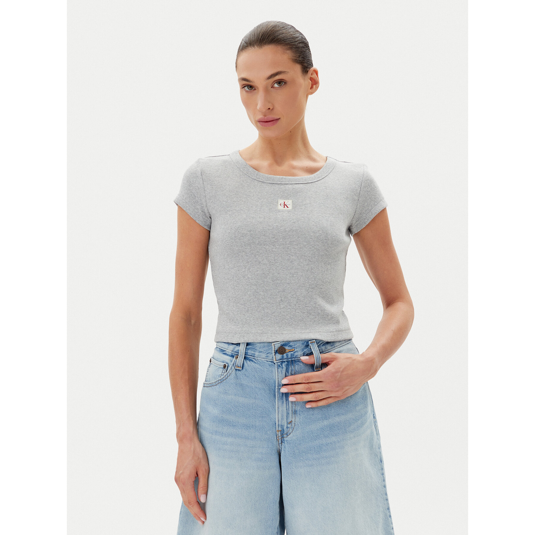 Calvin Klein Jeans Póló LV047C200G Szürke Slim Fit