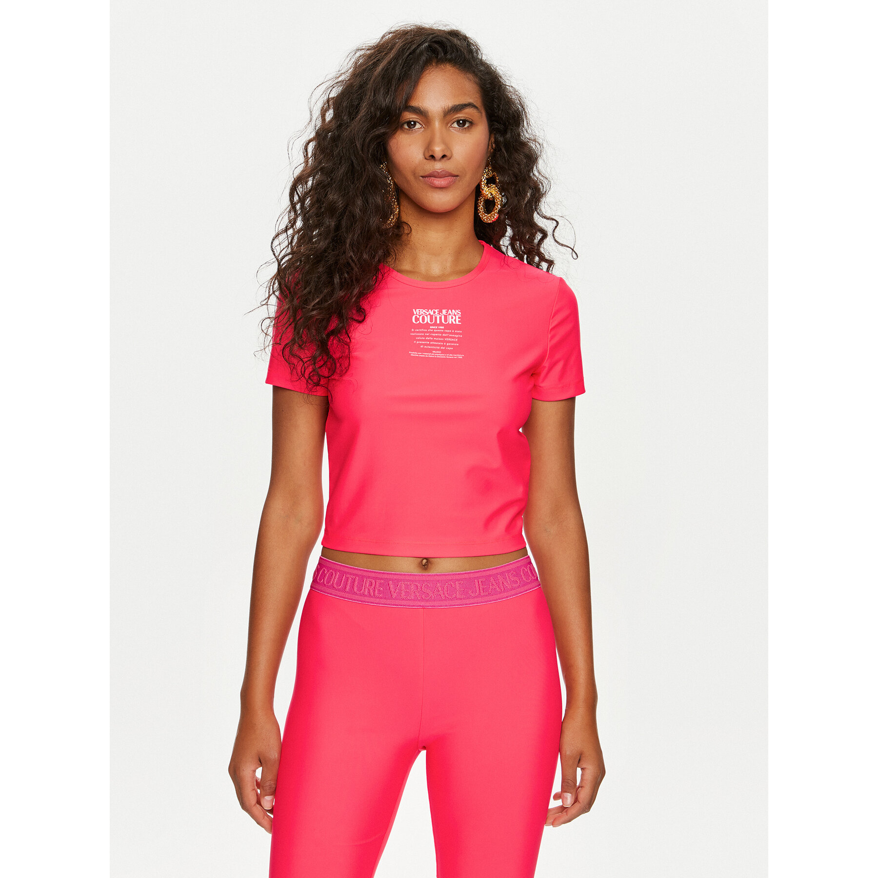Versace Jeans Couture Póló 76HAH602 Rózsaszín Slim Fit