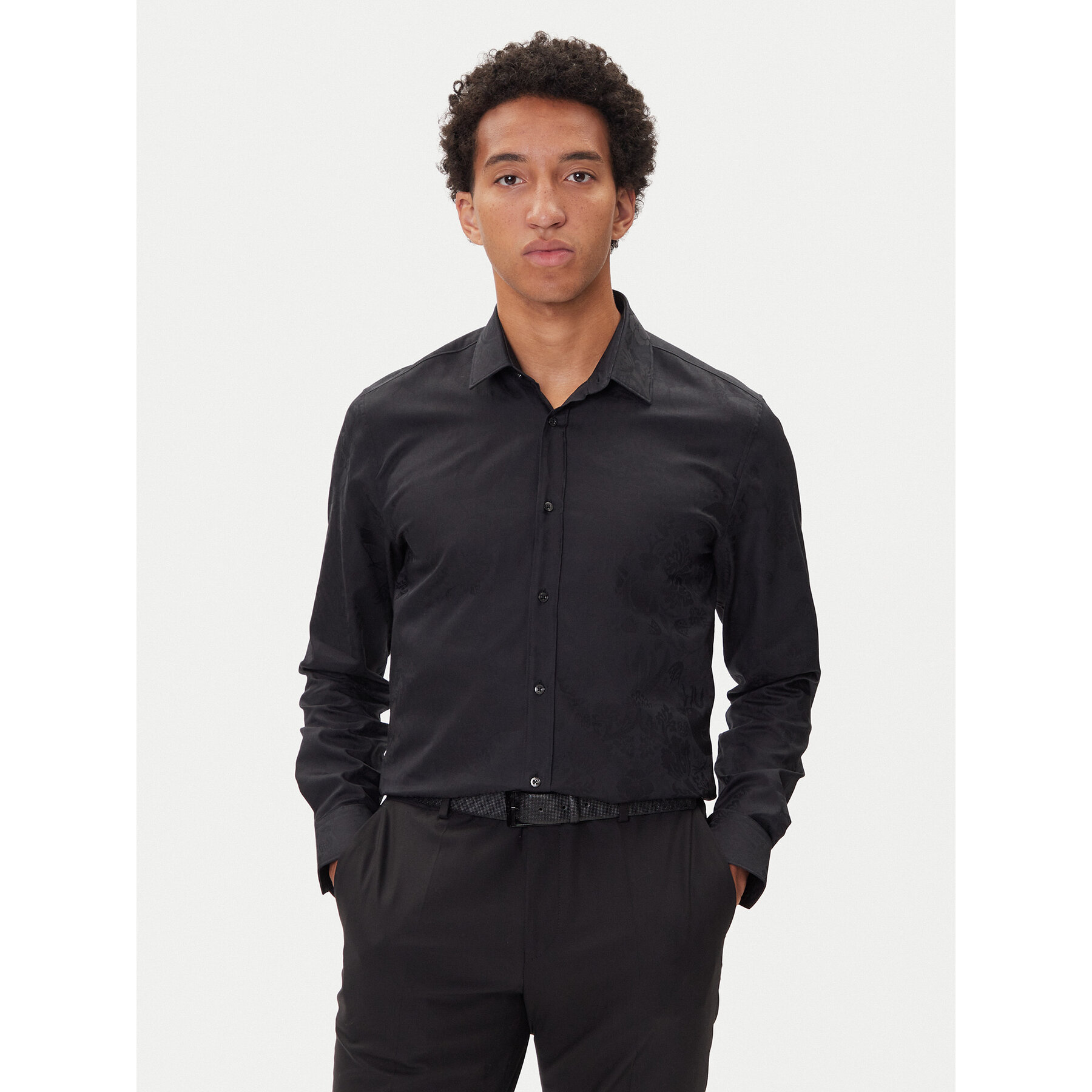 HUGO Hemd Elisha02 50544981 Schwarz Slim Fit