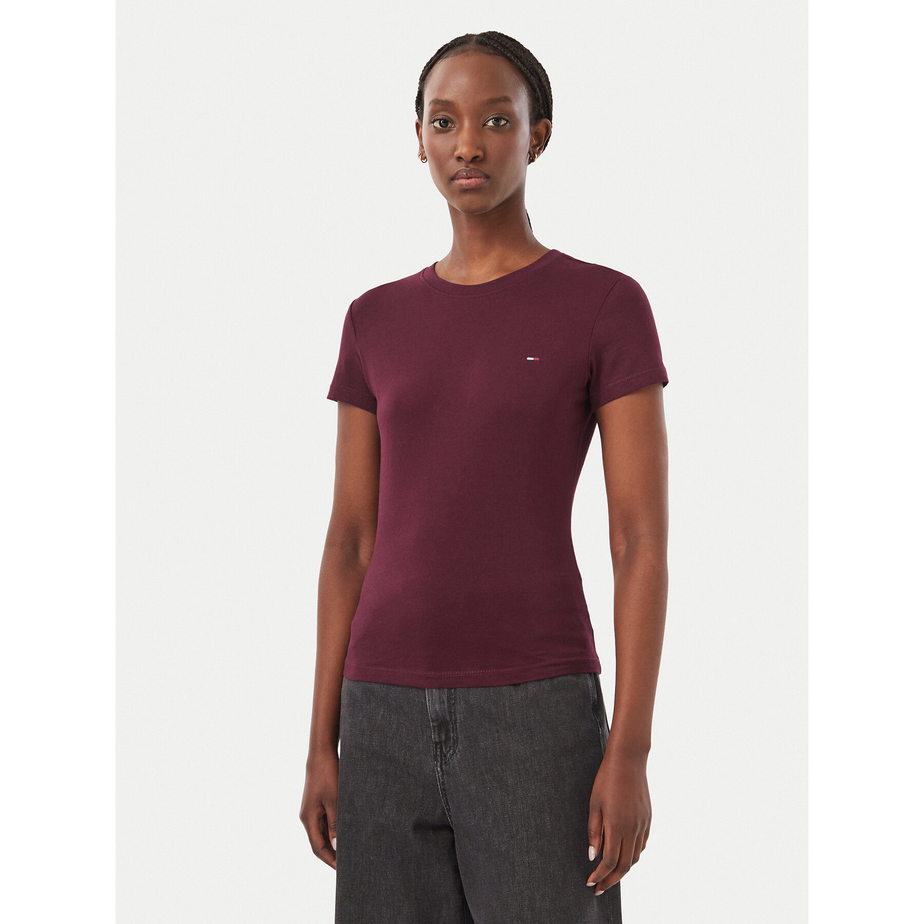 Tommy Jeans T-Shirt DW0DW20459 Violett Slim Fit