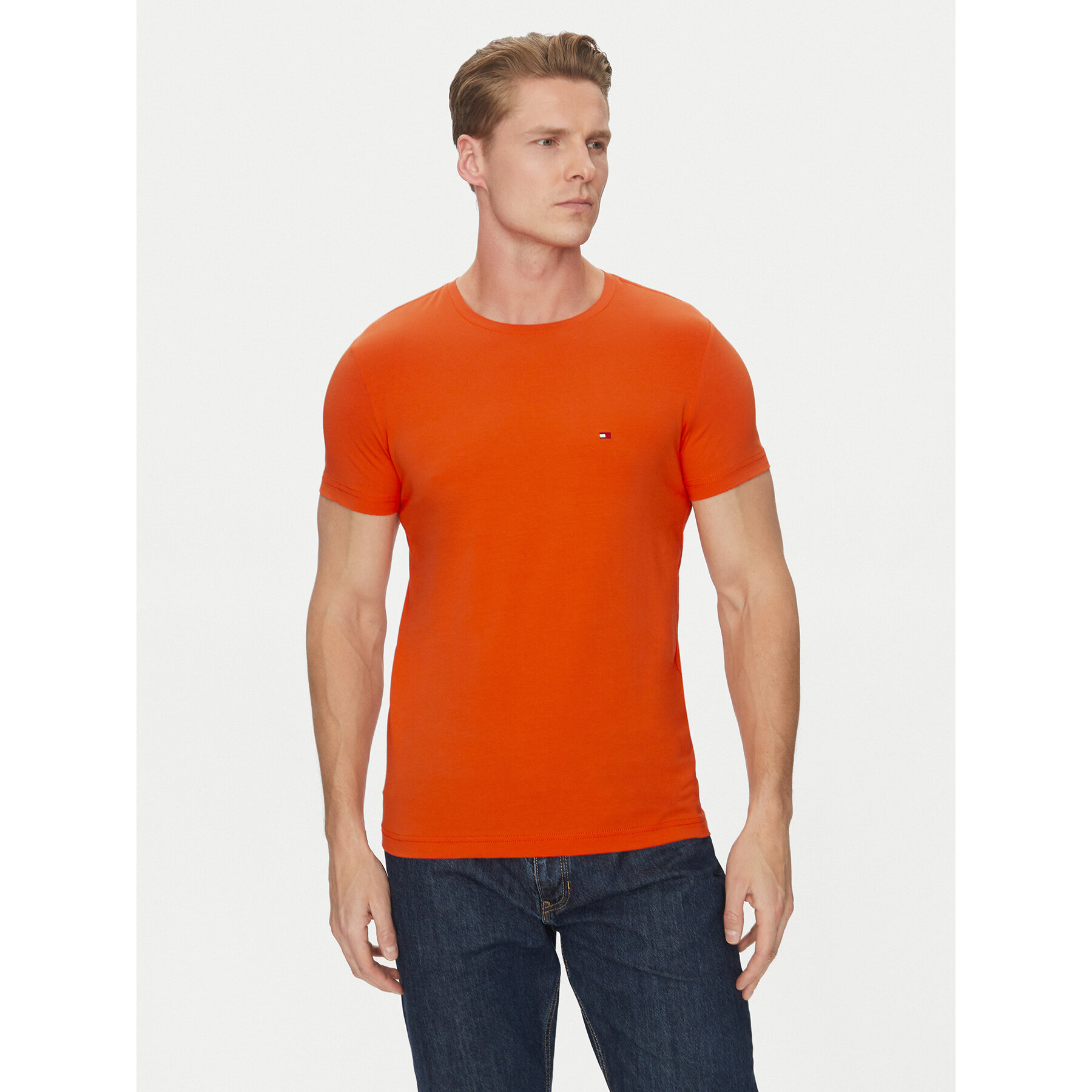 Tommy Hilfiger Majica MW0MW10800 Oranžna Slim Fit