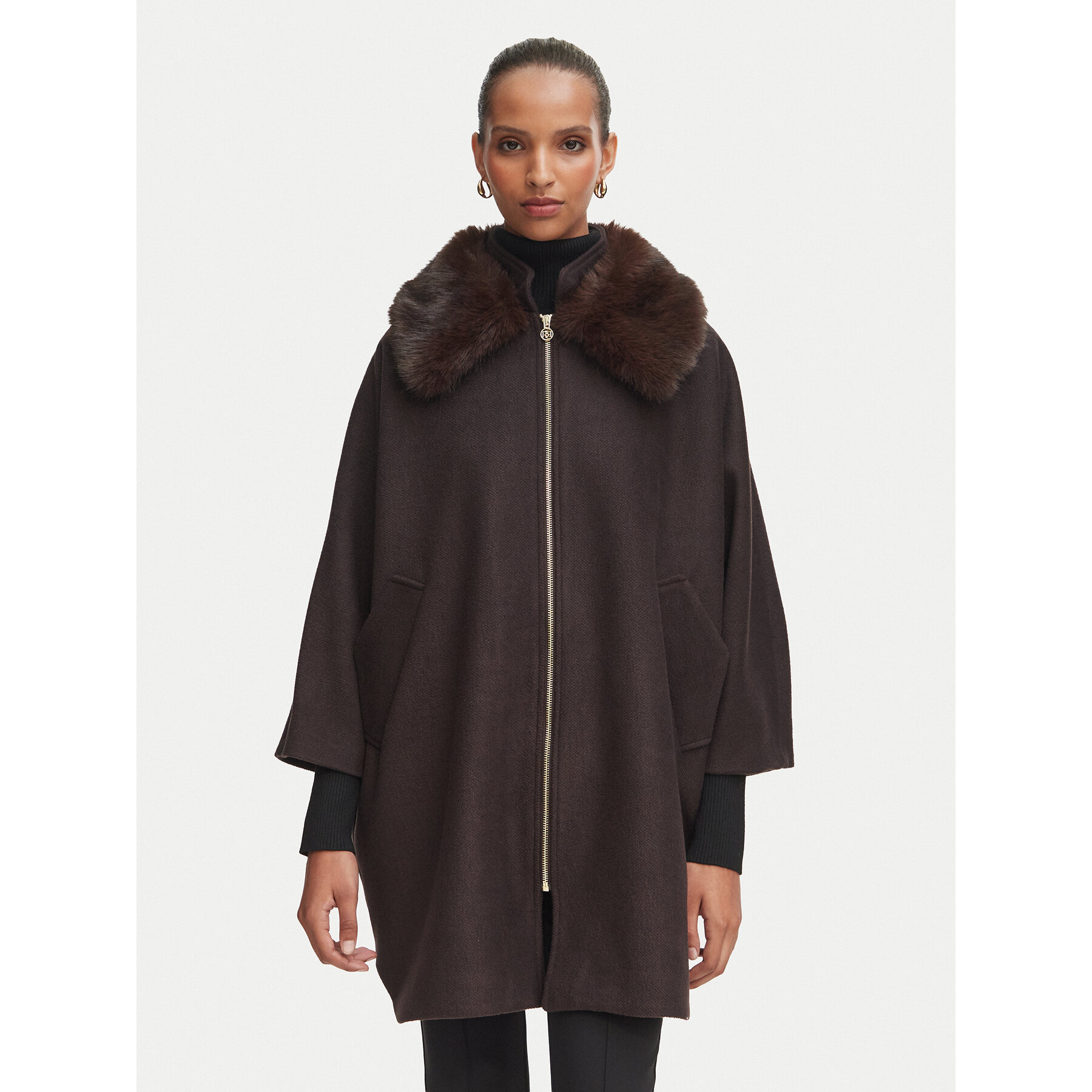 Rinascimento Übergangsmantel CFC0130344003 Dunkelbraun Oversize