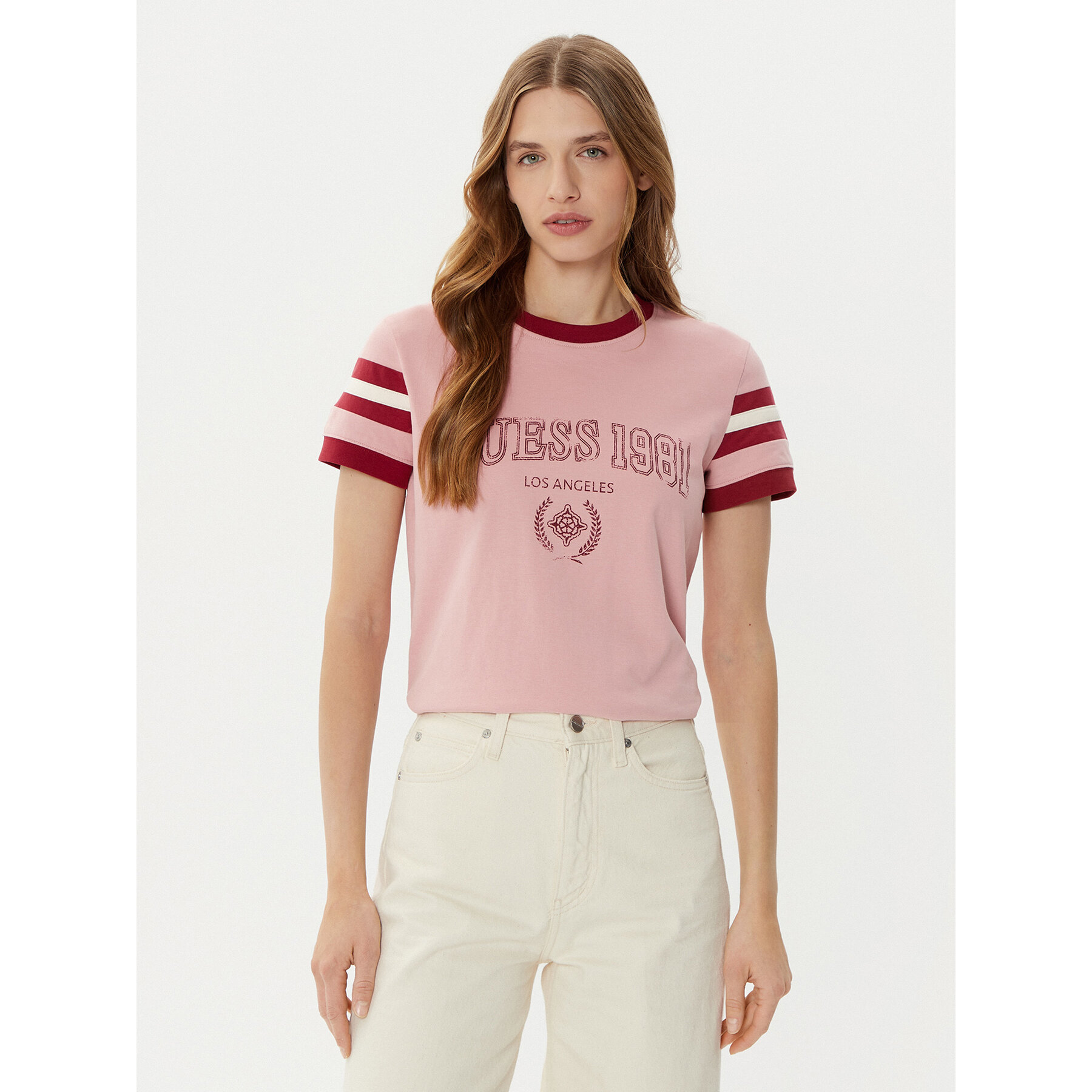 Guess Marškinėliai V5RI00 KA260 Rožinė Regular Fit