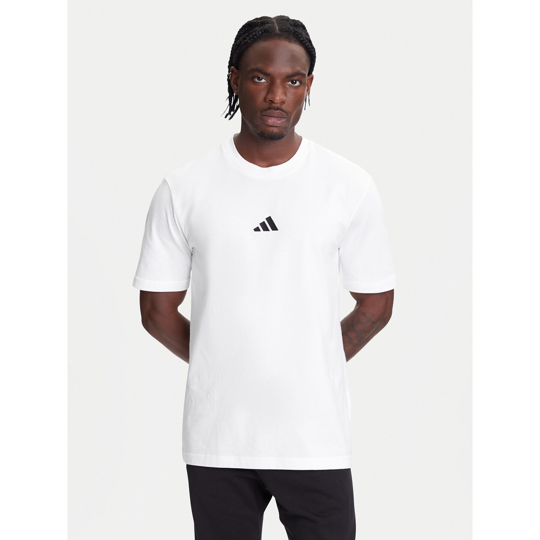adidas T-shirt Essentials Small Logo JF1092 Bianco Regular Fit