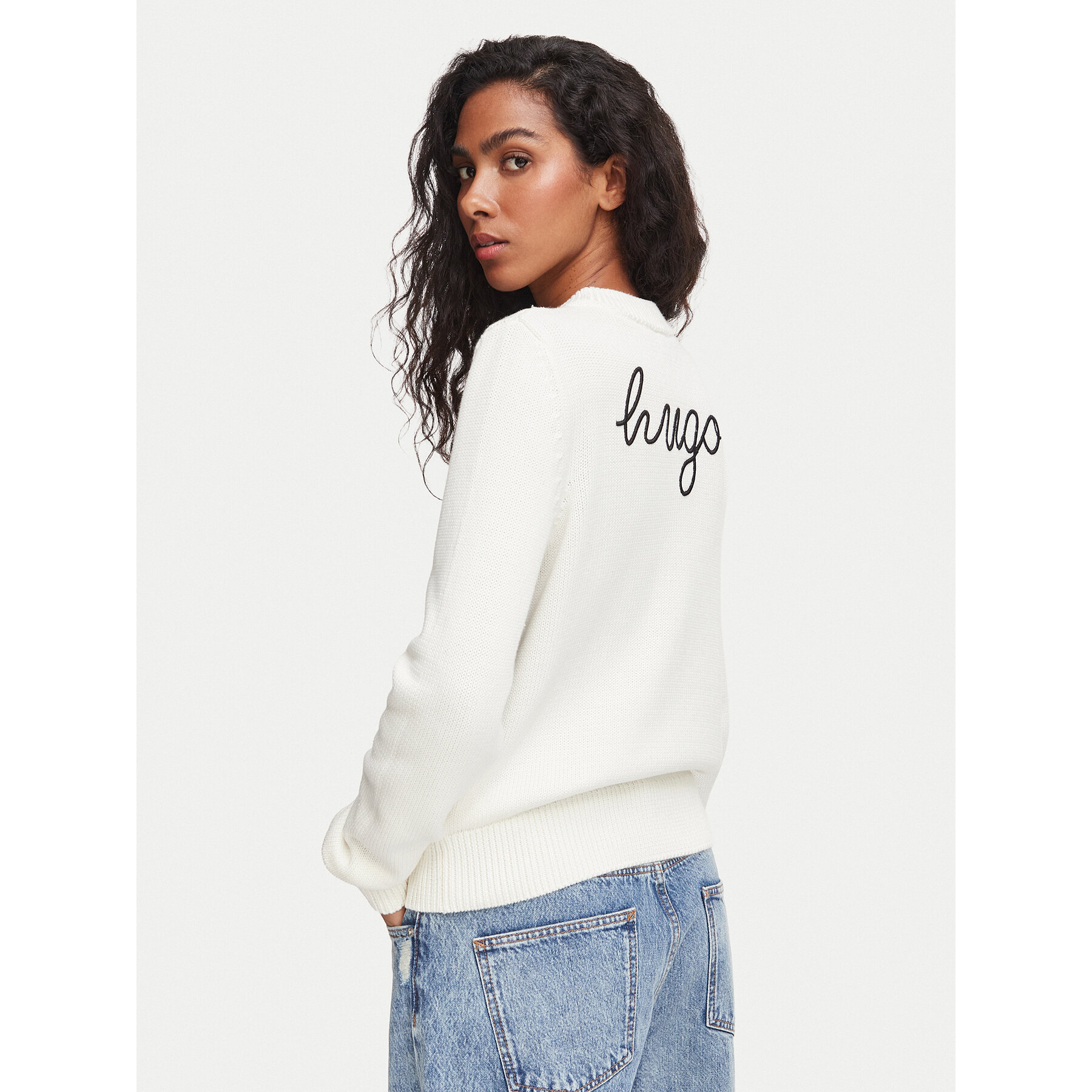 HUGO Pullover Saje 50564300 Creme Regular Fit